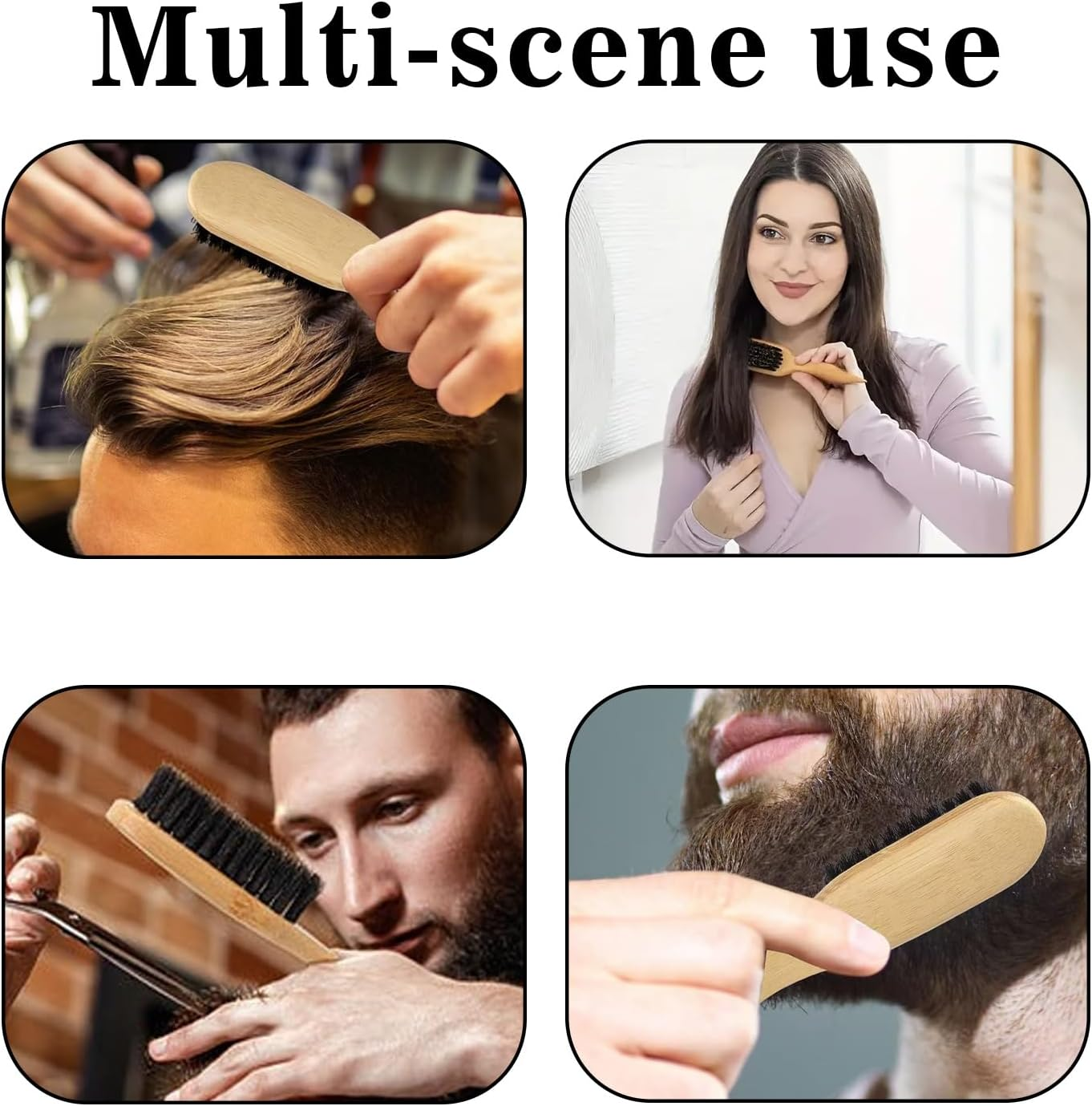 1 Hair Brush, Anti-Static Smooth Back Brush, Natural Boar Bristle Hair Brush, Suitable for Men and Women, Hair and Beard Styling image number 4