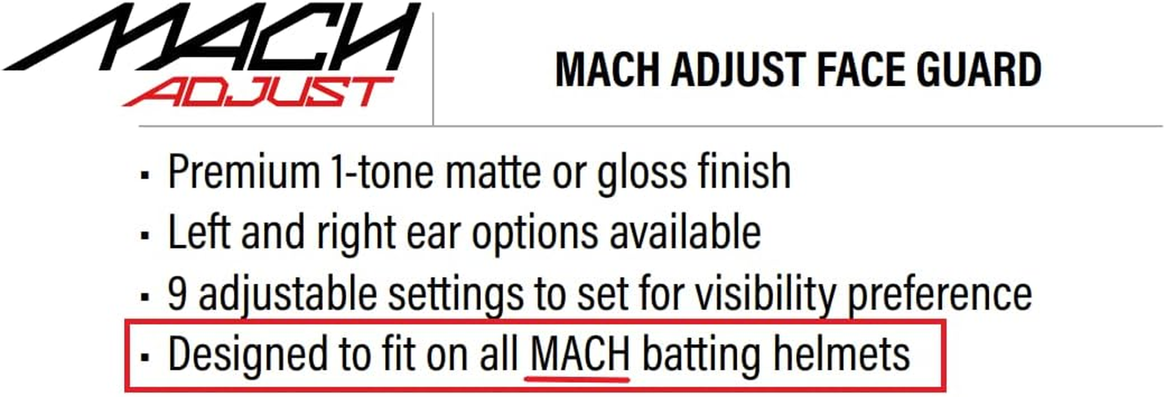 Rawlings | MACH Adjust Extension Piece | Adjustable Face Guard | Fits Mach Series Helmets | Matte | 2022 - Right Hand Batter, Matte Black image number 3