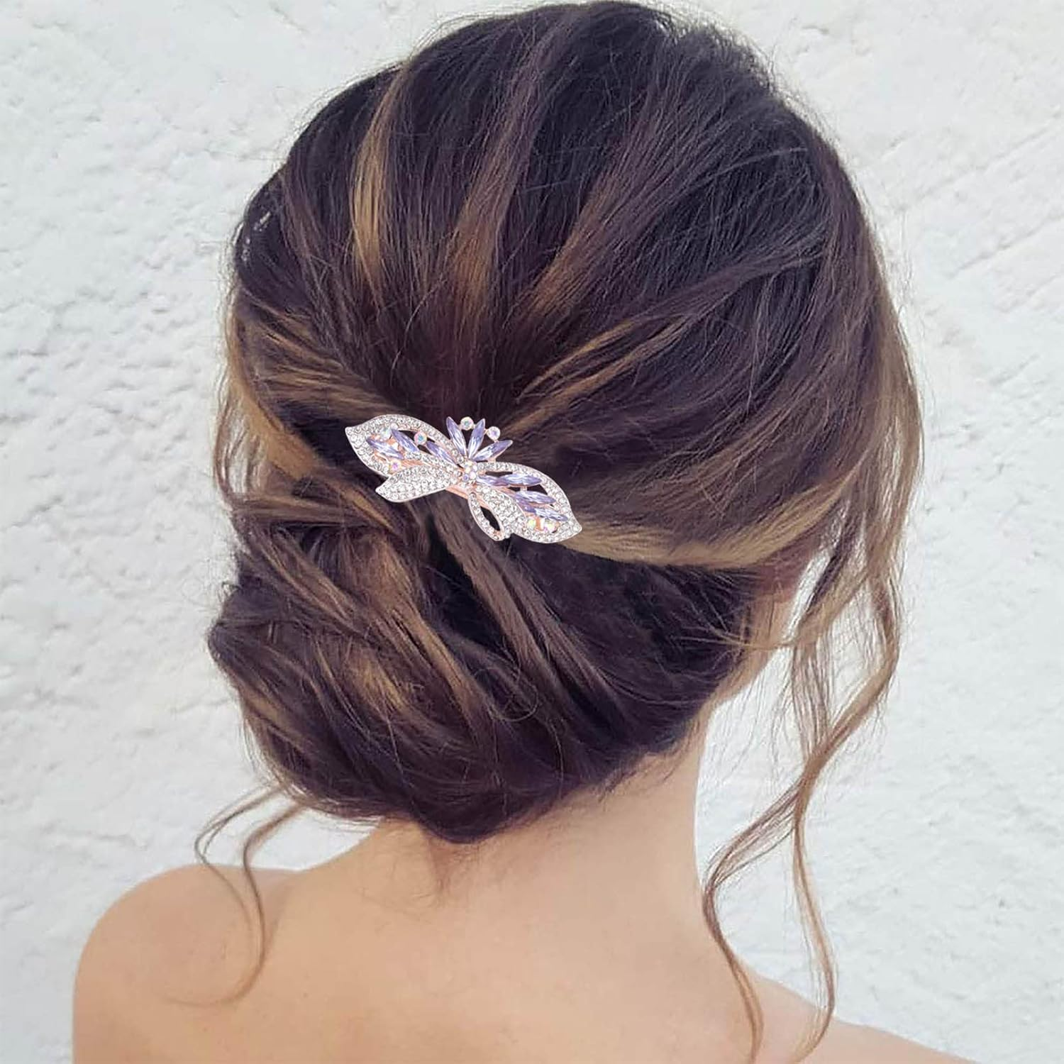 Tseenyi Crystal Hair Clip Rhinestone Wedding Hair Clip Flower Bow Crystal Hair Clip Shiny Bridal Decorative Headpiece Rhinestone Hair Pins for Women and Girls (Blue Crystal)