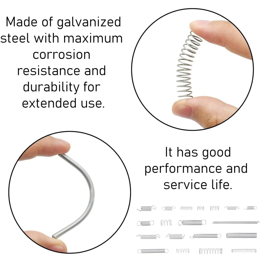 200 Pcs Spring Assortment Kit 20 Different Sizes 4 Mm to 9 Mm Galvanized Steel Extension and Compression Spring Kits for Automotive Repair and Maintenance