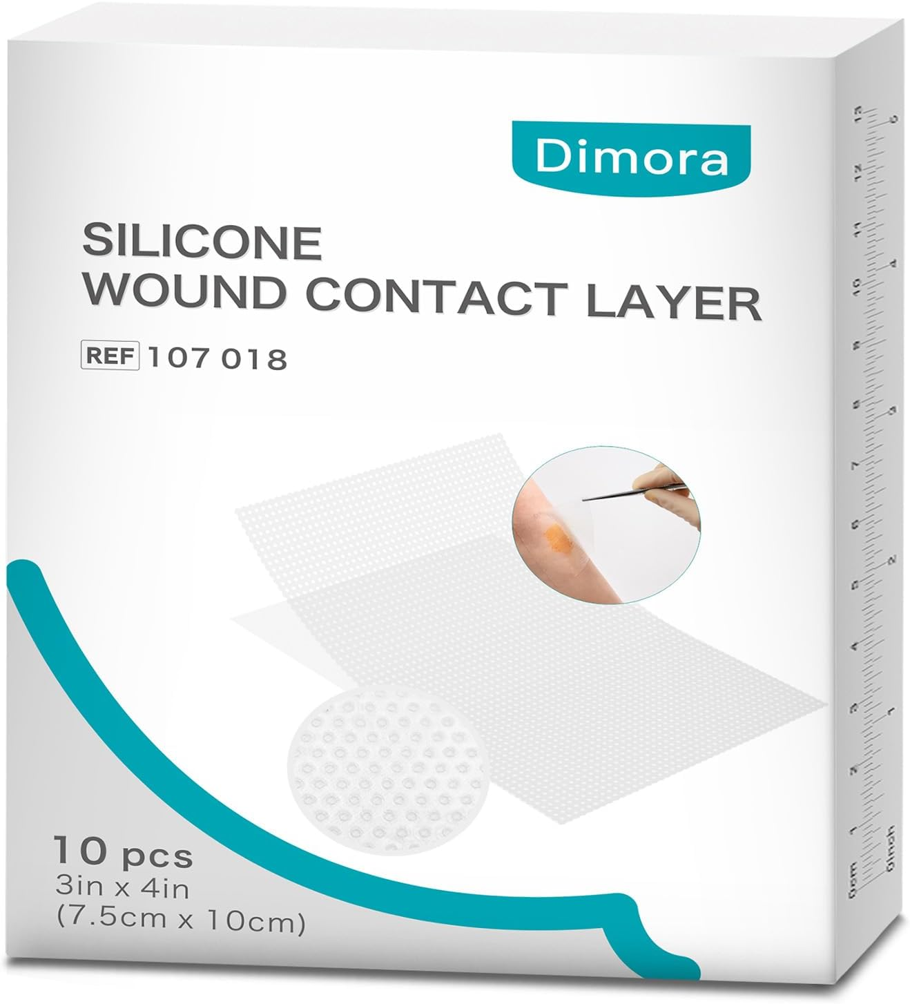 Dimora Silicone Wound Contact Layer, Adaptic Non-Adhering Dressing, Transparent Wound Dressing Pads, 3In X 4In (7.5Cm X 10Cm), 10 Pcs