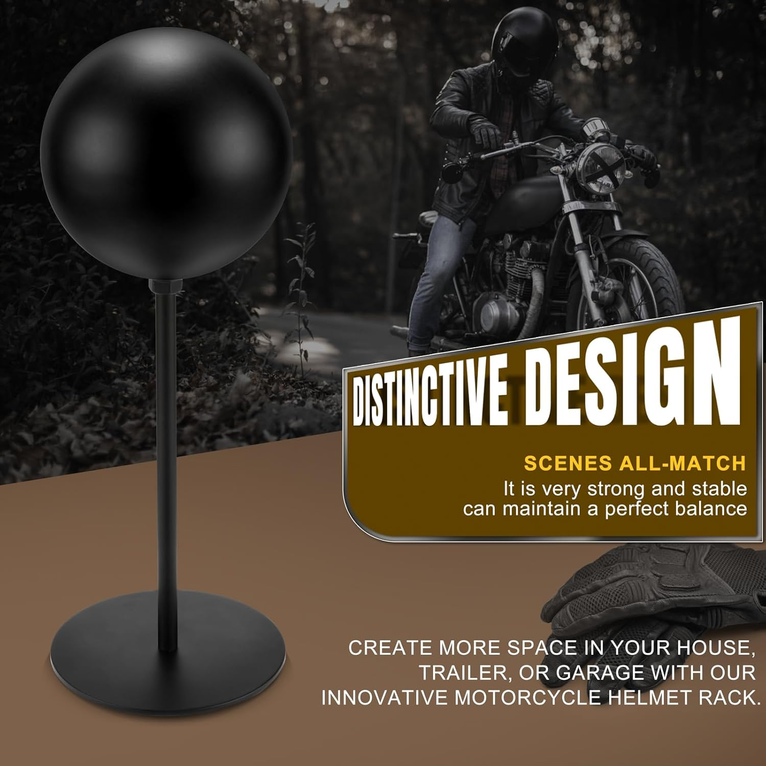 Helmet Stand Metal, Rotation Metal Stand Desktop Hanger Rack Helmet Stand Display for Motocycle Helmet, Caps,Hat, and Rugby Helmet(4Pack) image number 3