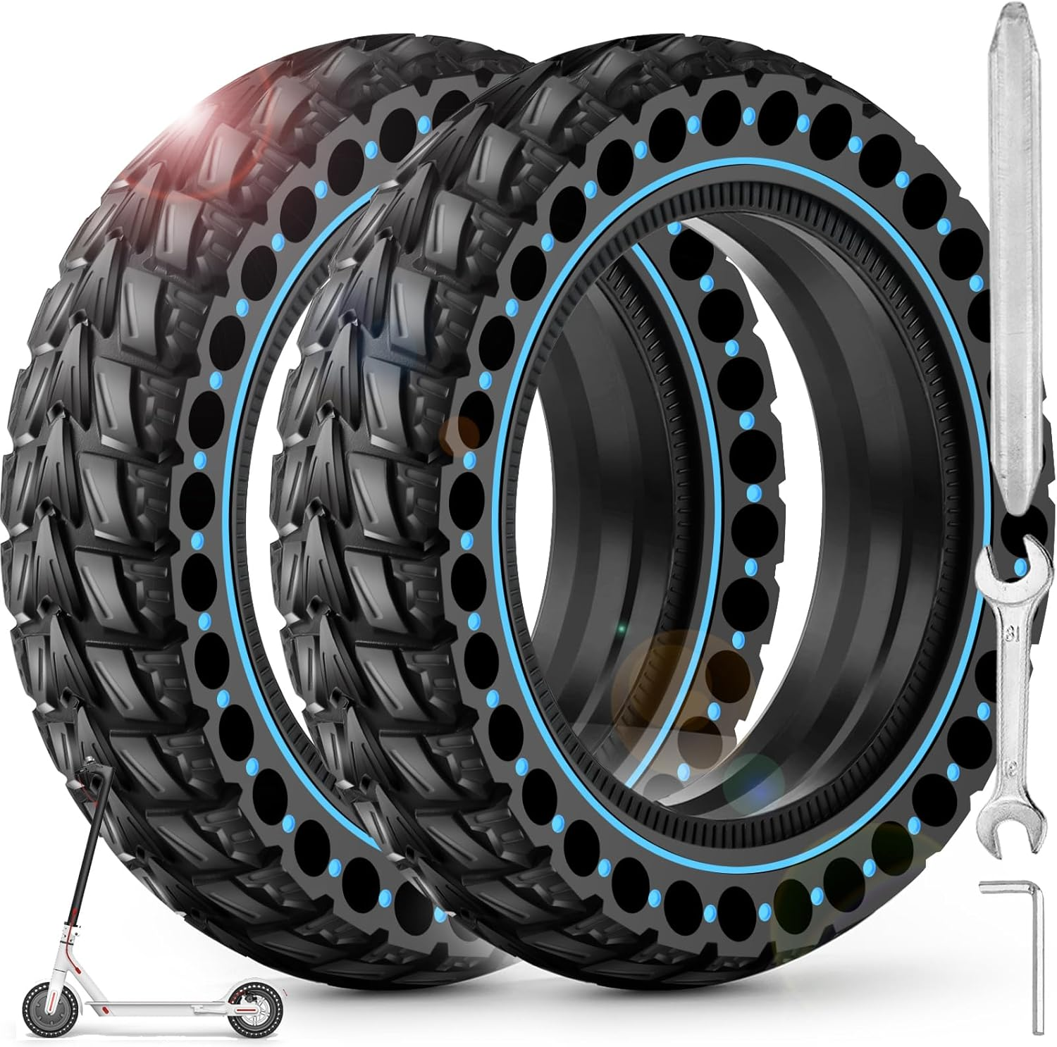 BANGTING 2 X 50/75-6.1 E Scooter Solid Tyres, 8.5 X 2 Inch Solid Rubber Tyres, 8 1/2 X 2 Replacement Tyres for Xiaomi Pro 2 / M365 / M365 Pro / 1S / 3/3 Lite/Essential and All 8.5 Inch Scooter Tyres