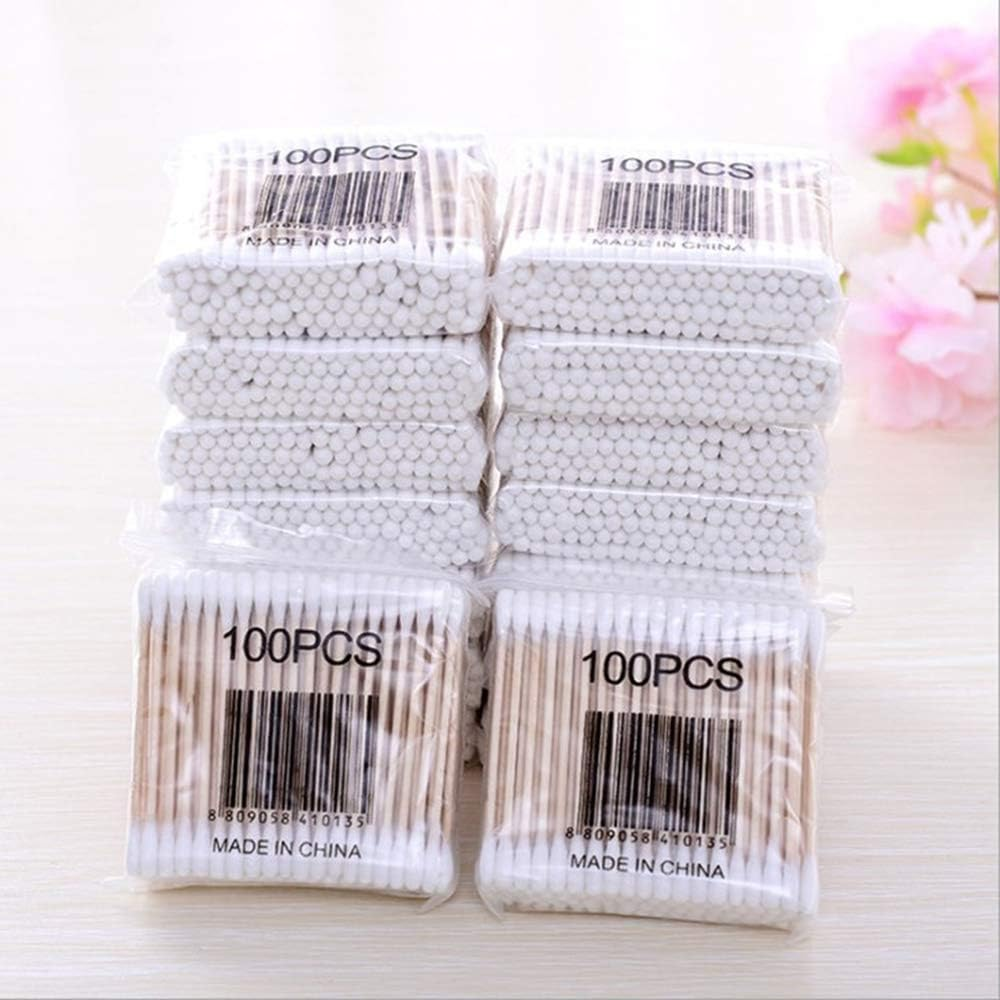100 Pieces Ultra-Small Li Micro Brushes Wood Cotton Buds Swabs Eyelash Extension Glue Removal Tools