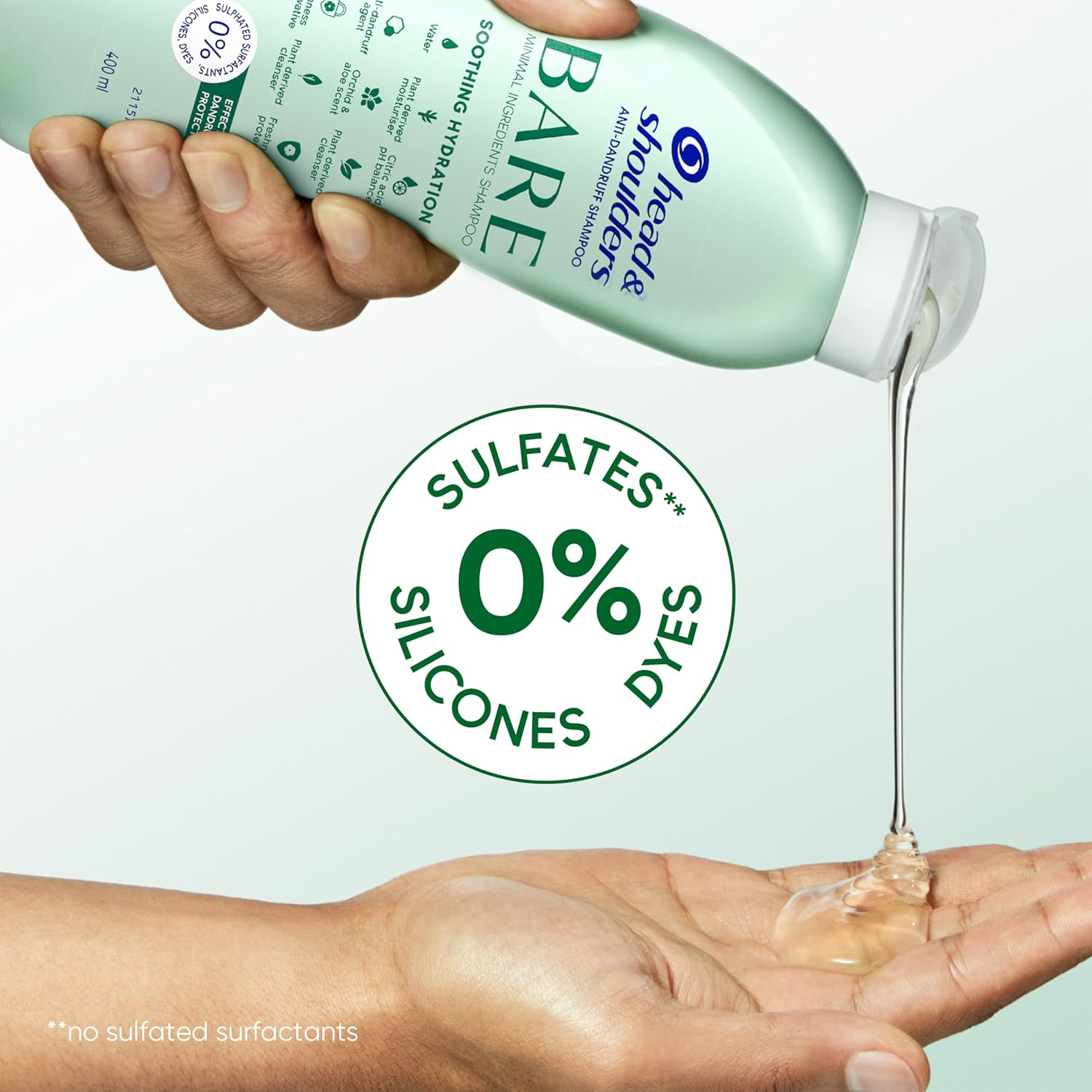 Head & Shoulders BARE Pure Clean Minimal Ingredients anti Dandruff Shampoo 400Ml (Pack of 2) image number 1