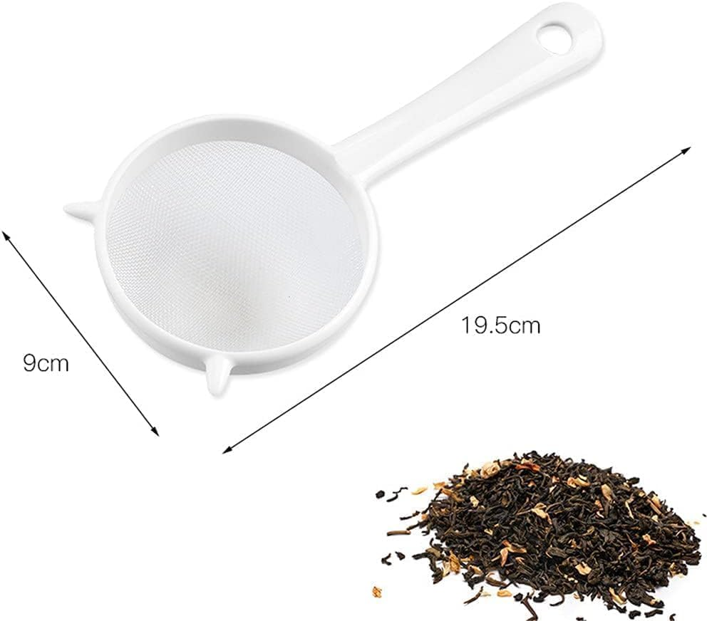 White Kitchen Handheld Reusable Plastic Screen Mesh Tea Leaf Strainer Flour Sieve Colander Kitchen Tools and Gadgets Accessories image number 4