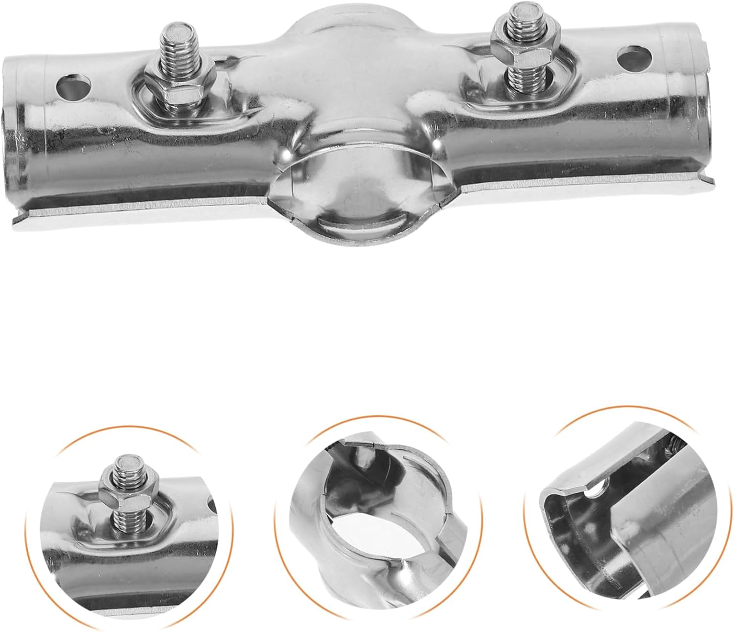 KONTONTY 2Pcs Stainless Steel Pipe Connector and Tube Clamp for Greenhouse Repair, Galvanized Metal Adapter T-Joint Design, Sturdy Greenhouse Supplies for Frame Fixing and Structure Reinforcement