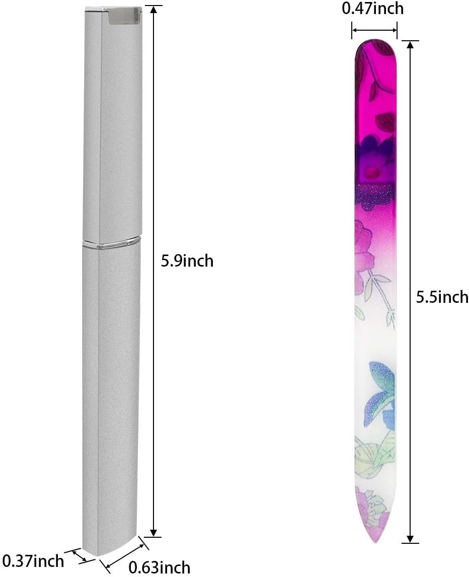 5 Pack Glass Nail Files with Case Crystal Glass Fingernail Files Double Sided Glass Nail File Mixed Color Manicure Set for Gentle Nail Care Christmas Gifts Stocking Stuffers for Women