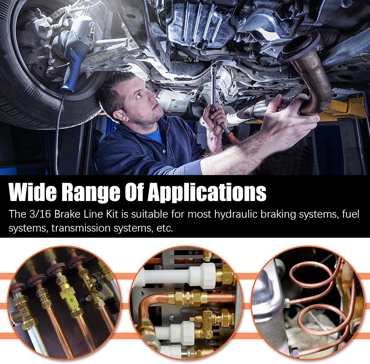 Tanstic 30Pcs 25 Ft 3/16" Copper Coated Brake Line Kit Includes 16 Brake Line Fittings and 4 Unions + Brake Line Double & Single Flaring Tool Kit, 45 Degrees, Red image number 1