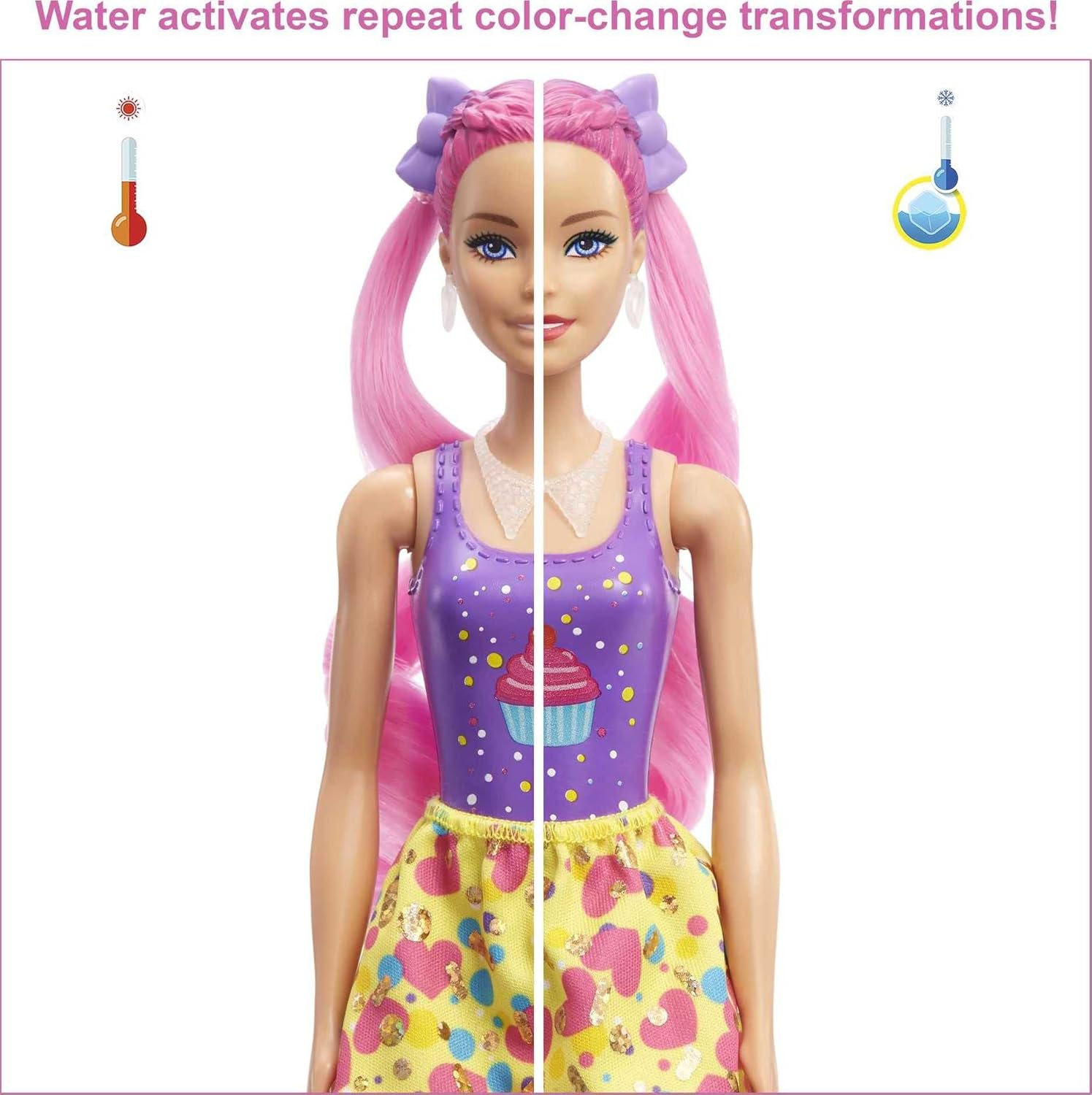 Barbie Color Reveal Glitter! Hair Swaps Doll, Glittery Pink with 25 Hairstyling & Party-Themed Surprises Including 10 Plug-In Hair Pieces, for Kids 3 Years Old & Up image number 5