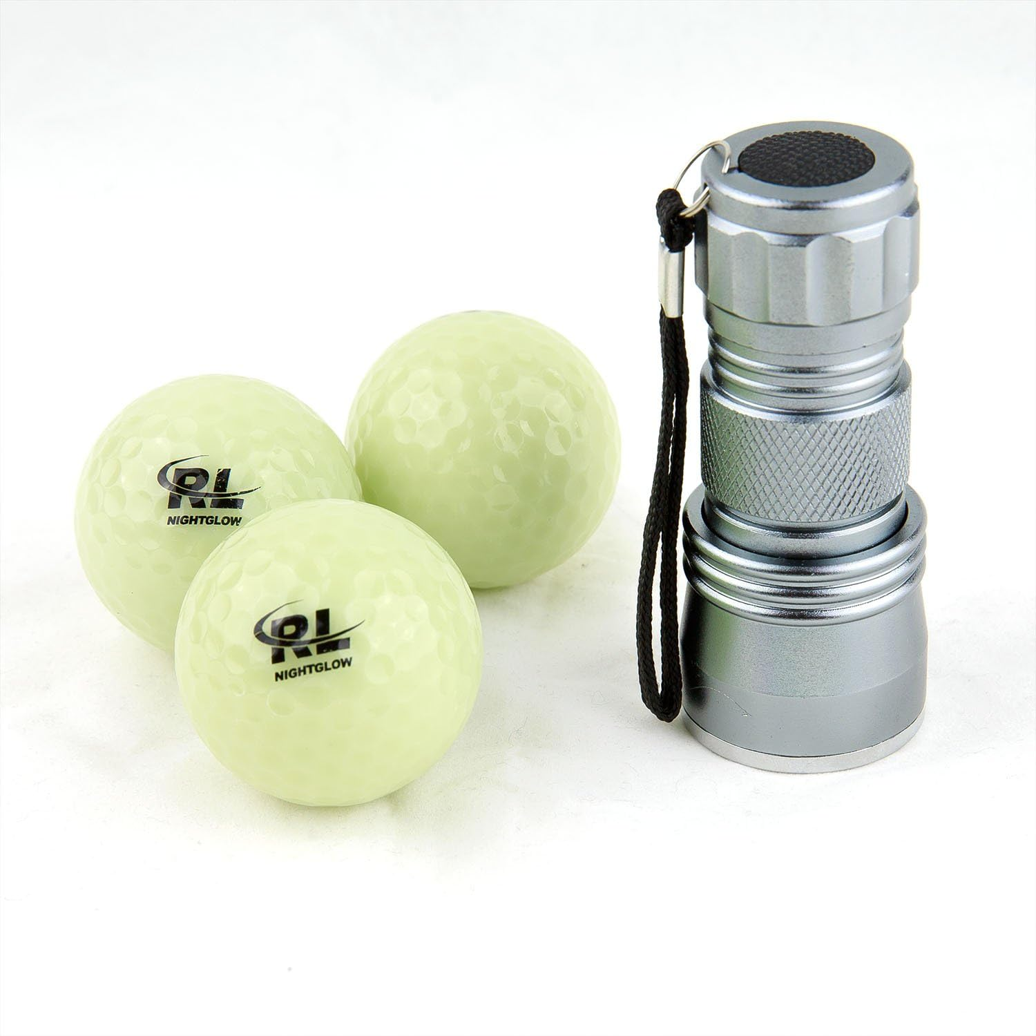 R&L Night Golf Balls Glow in the Dark - Best Hitting Tournament Fluorescent Golf Ball- Long Lasting Bright Luminous Balls Rechargeable with Any Flashlight - NO LED Inside - 3 Pack + Flashlight image number 4