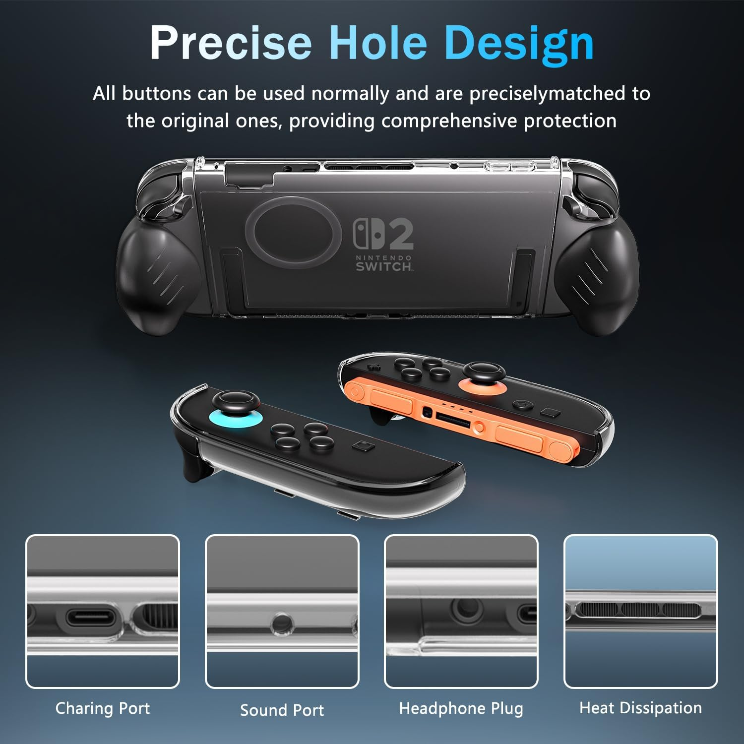 ALAFLY Clear Case with Ergonomic Joycon 2 Grip(3 Pairs) for Nintendo Switch 2, Durable&Strong PC Protective Cover, Comfort Replaceable Grips [To Fit All Hands Sizes] for Joy-Con Controller image number 6