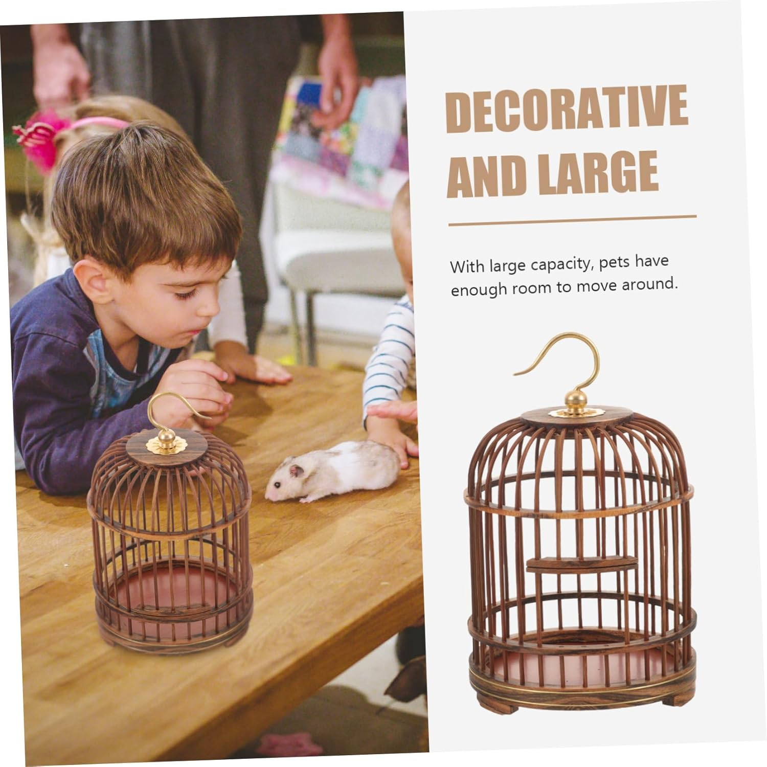FUNOMOCYA Birdcage Pet Cage Small Animal Cages Retro Decor Cages for Small Animals Vintage Bird Cage Wood Vintage Decor Out Door Decor Wood Trim Wooden the Bird'S Nest Outdoor Wood Birdcages image number 3