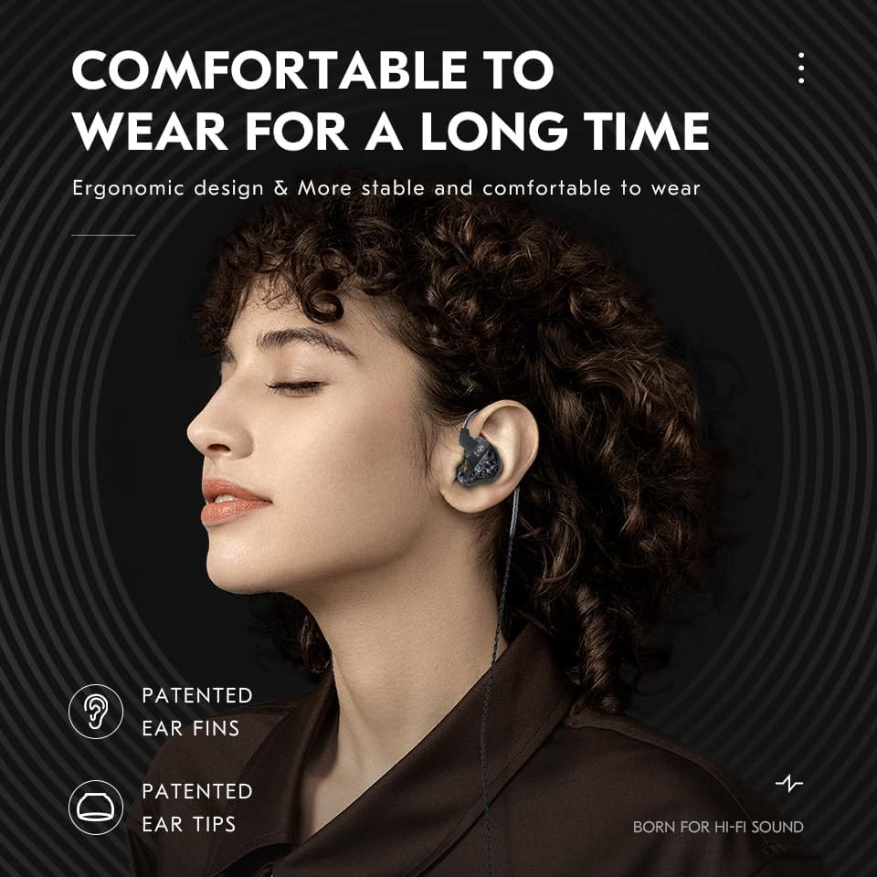 Yinyoo CCZ Harmony BC01 Pro in Ear Headphones,1Dd 1BA Hybrid Driver Hifi Earphones,Three Frequency Balance Wired IEM, Stereo Sound Wired In-Ear Earbuds with 3.5Mm Plug for Musician,Singers image number 4