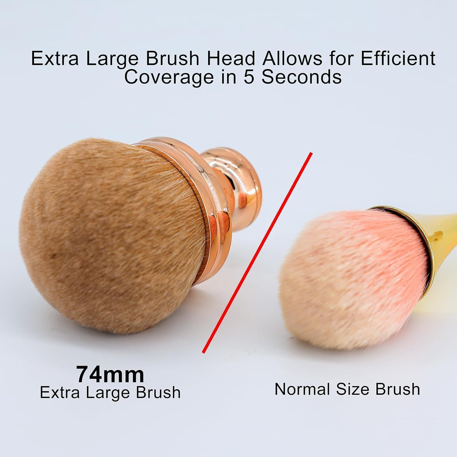 Body Makeup Brush & Nail Art Dust Brush for Self Tanner, Self Tan Back Applicator 74Mm Kabuki Self Tanner Applicator (Rose Gold + Drawstring Bag) image number 5