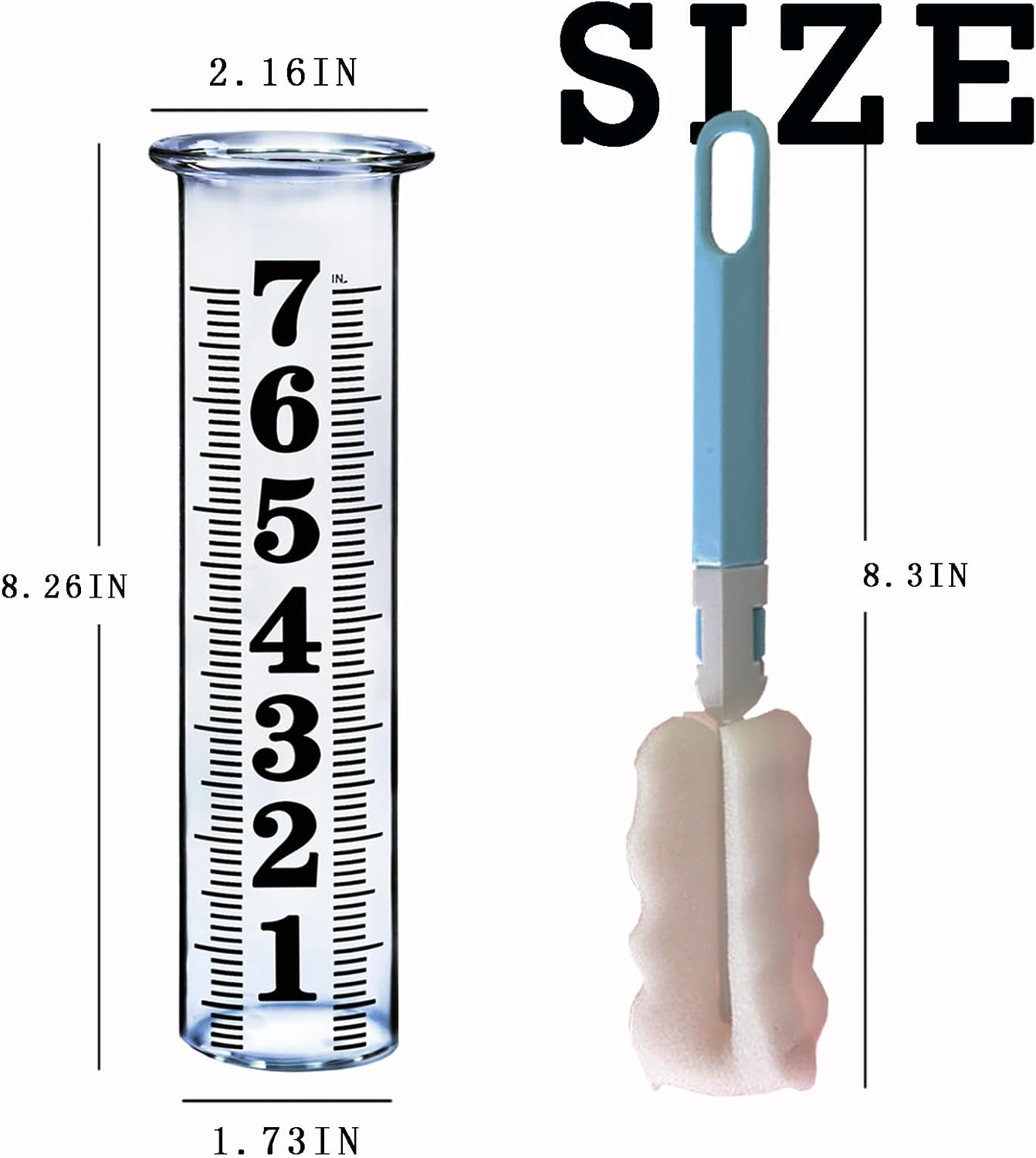 7 Inch Plastic Rain Gauge Replacement Tube, Upgrade Freeze Proof Outdoor Rain Gauges Replacement Plastic Tube for Garden Yard Lawn, Crack Resistance Tube Best Rated, 2 Pcs Tubes with 1 Clean Brush image number 2