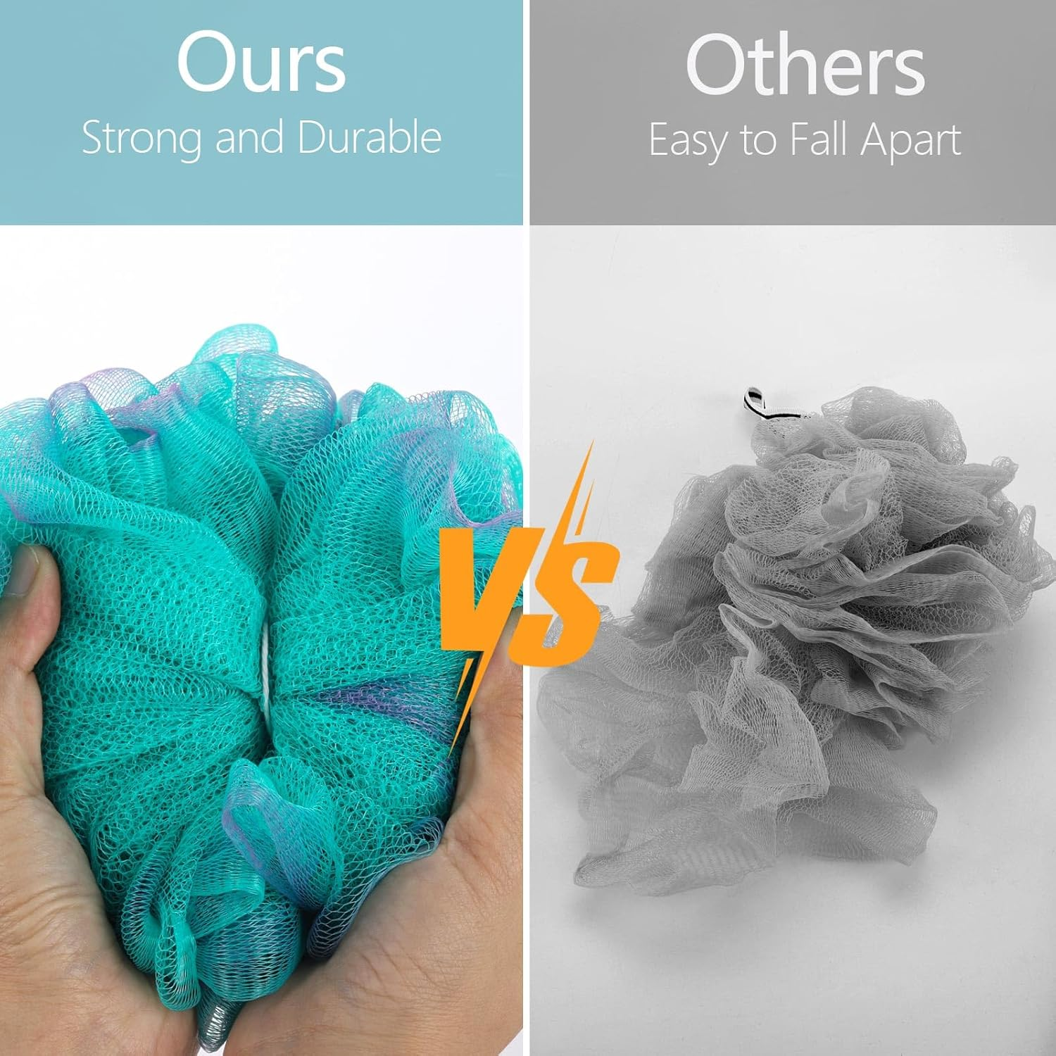 BTYMS XXL Large Loofah Bath Sponge 100G/Pc, Exfoliating Mesh Pouf Bath Scrunchies Shower Puffs - Pack of 4 image number 6