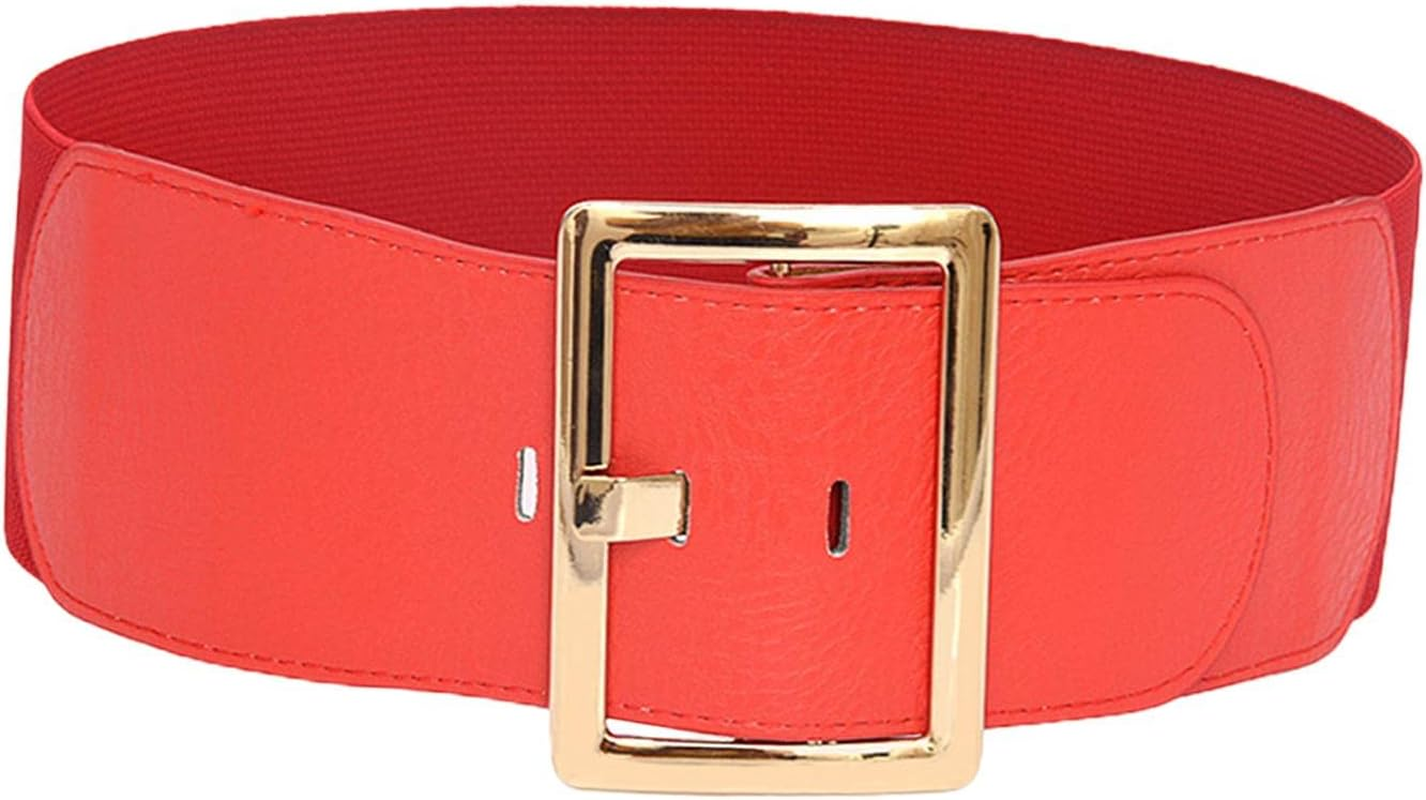 Yuksok Women'S Stretch Belt,Cinch Belt,Wide Elastic Belt, Chic,Soft Vintage Style, Metal Buckle Cinch Waistband Women Wide Waist Belt for Dress Coat