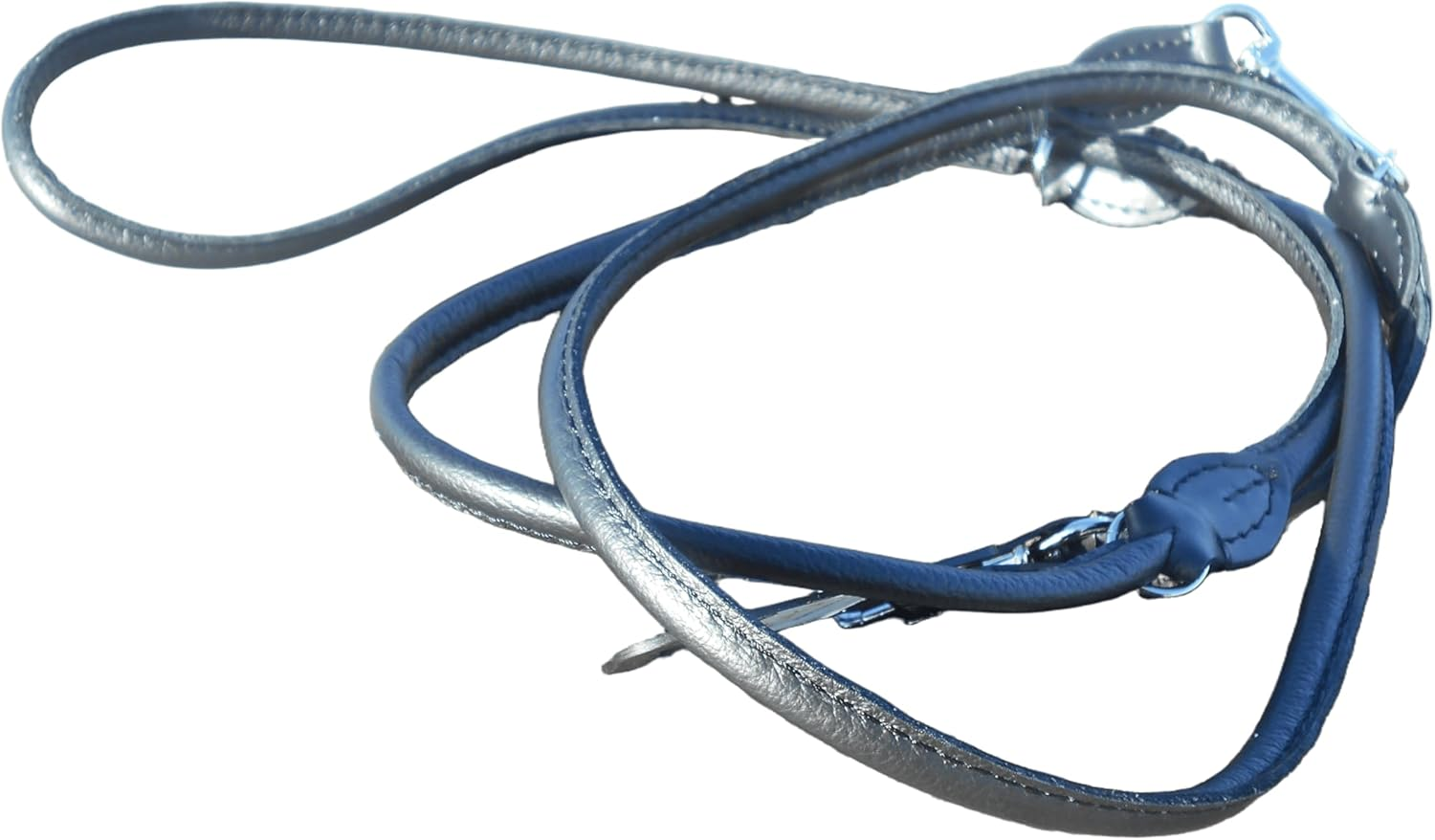 HOGACA Elegant Genuine Leather Dog Lead 961 Diameter 8 Mm X 220 Cm in Blue, Perfect for Smaller Dogs