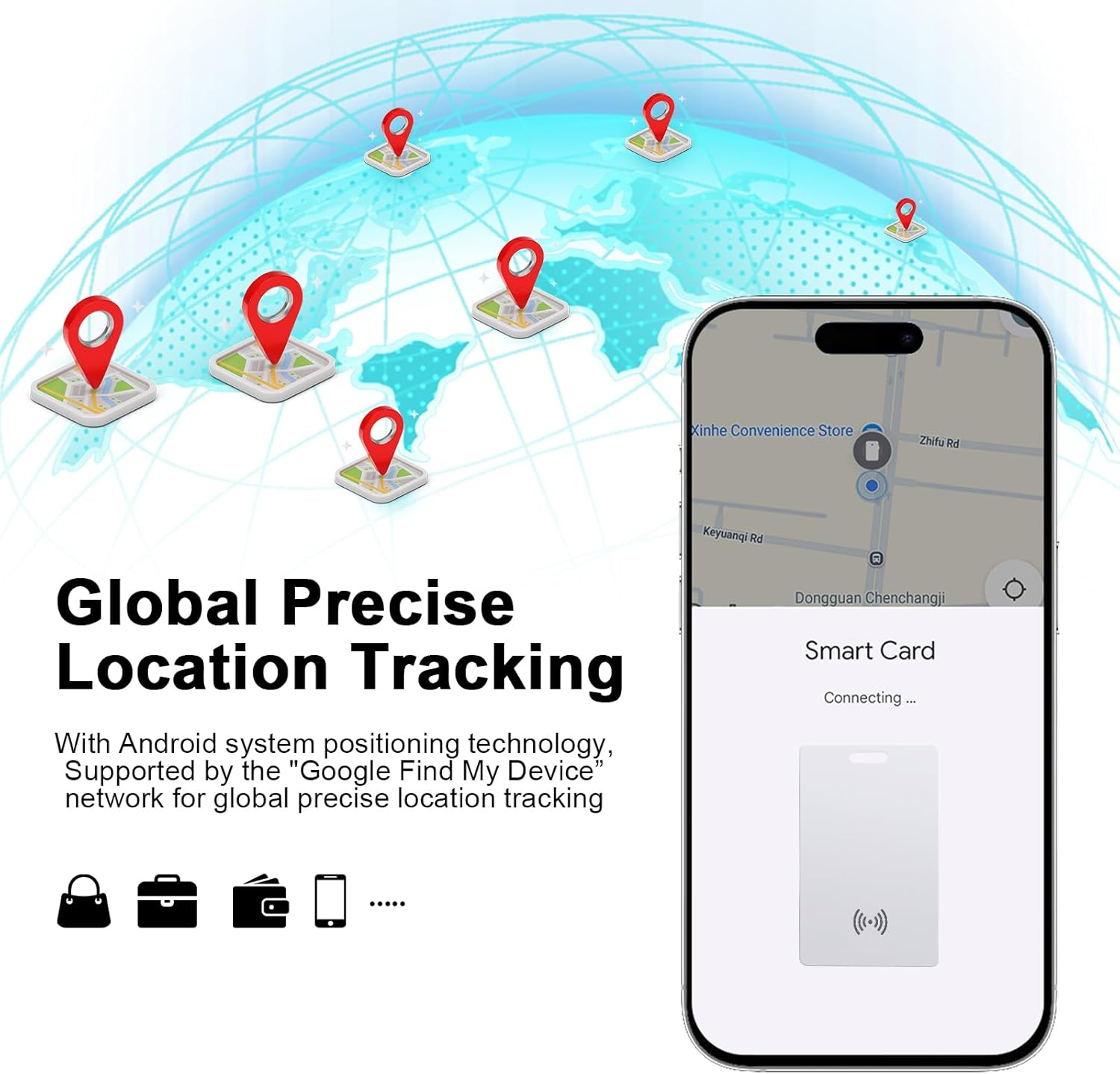 Wallet Tracker for Android, Wallet Tracker Card Thin 2 Mm, Compatible Google Find My Device App (Android Only), IP68 Waterproof, Wireless Charging, Tracking Card for Suitcases/Bags, Pack of 2 image number 1