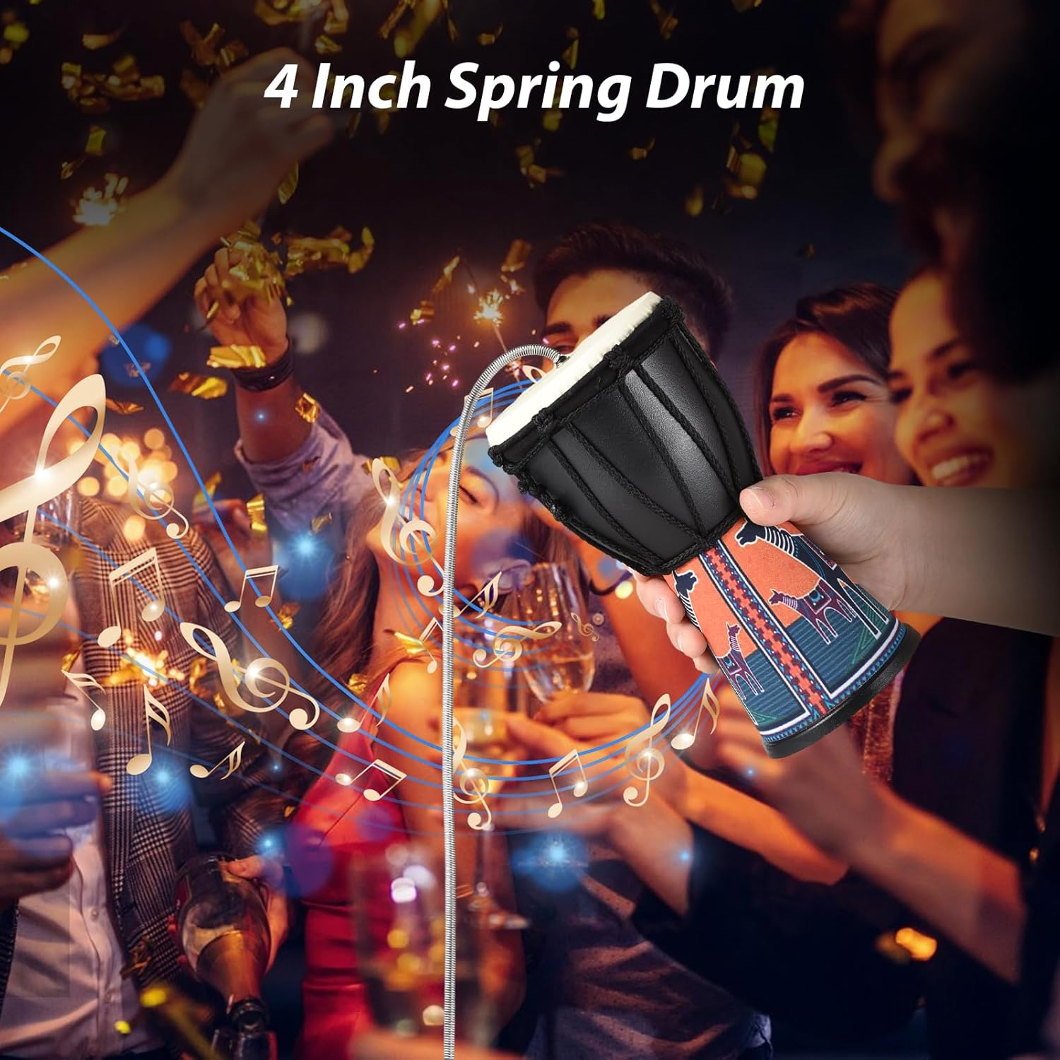4 Inch Spring Drum Thunder Drum Sound Effect Instrument PVC Lightweight Portable Thunder Drum Brightly D Thunder Sound Simulation for Large Gatherings Sports Events S Type B image number 6