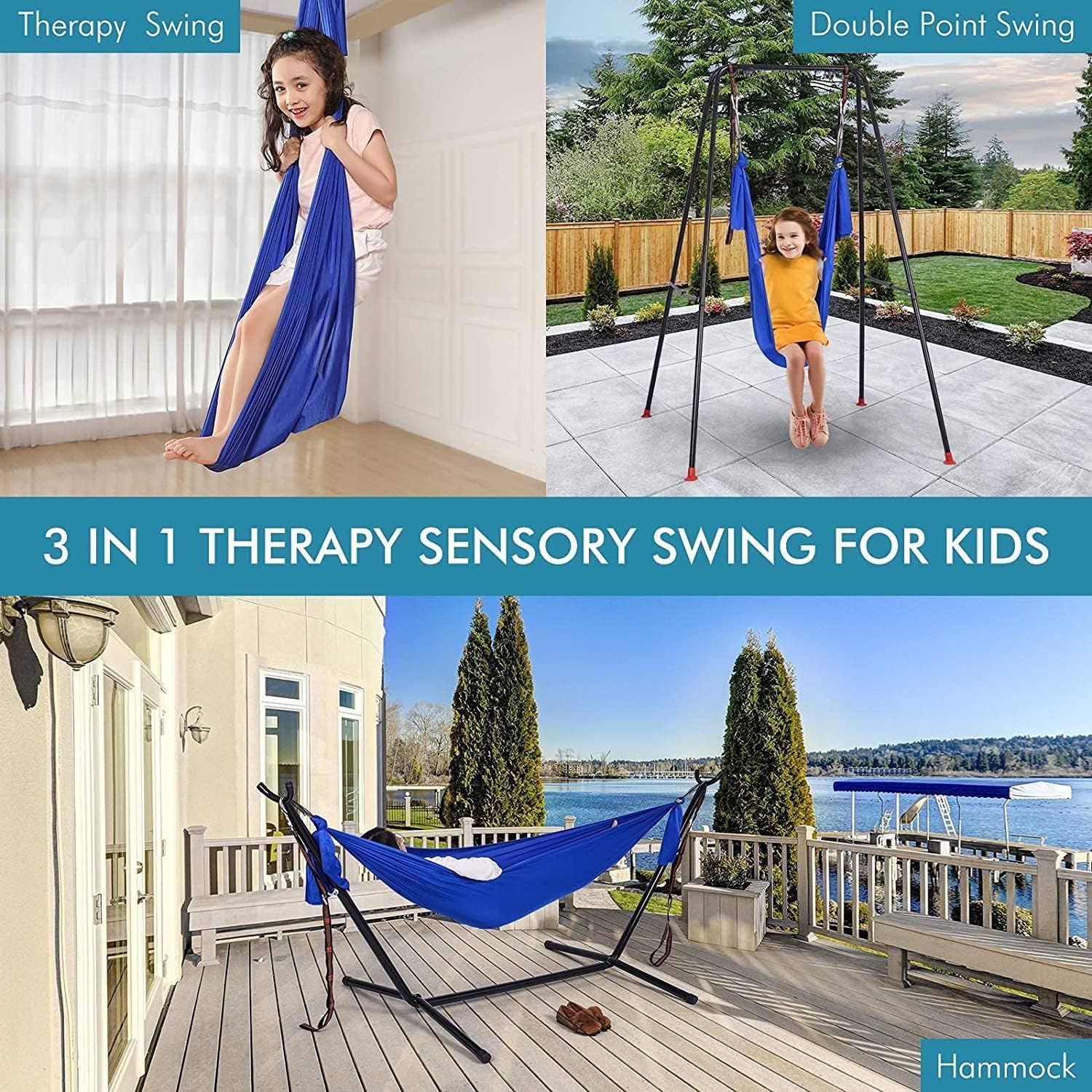 Therapy Swing for Kids Sensory Swing for Adults Kids Teens Therapy Swing Indoor Soothing Cuddle Hammock Durable Elastic Swing for Autism ADHD Aspergers and Sensory Integration Snuggle image number 2