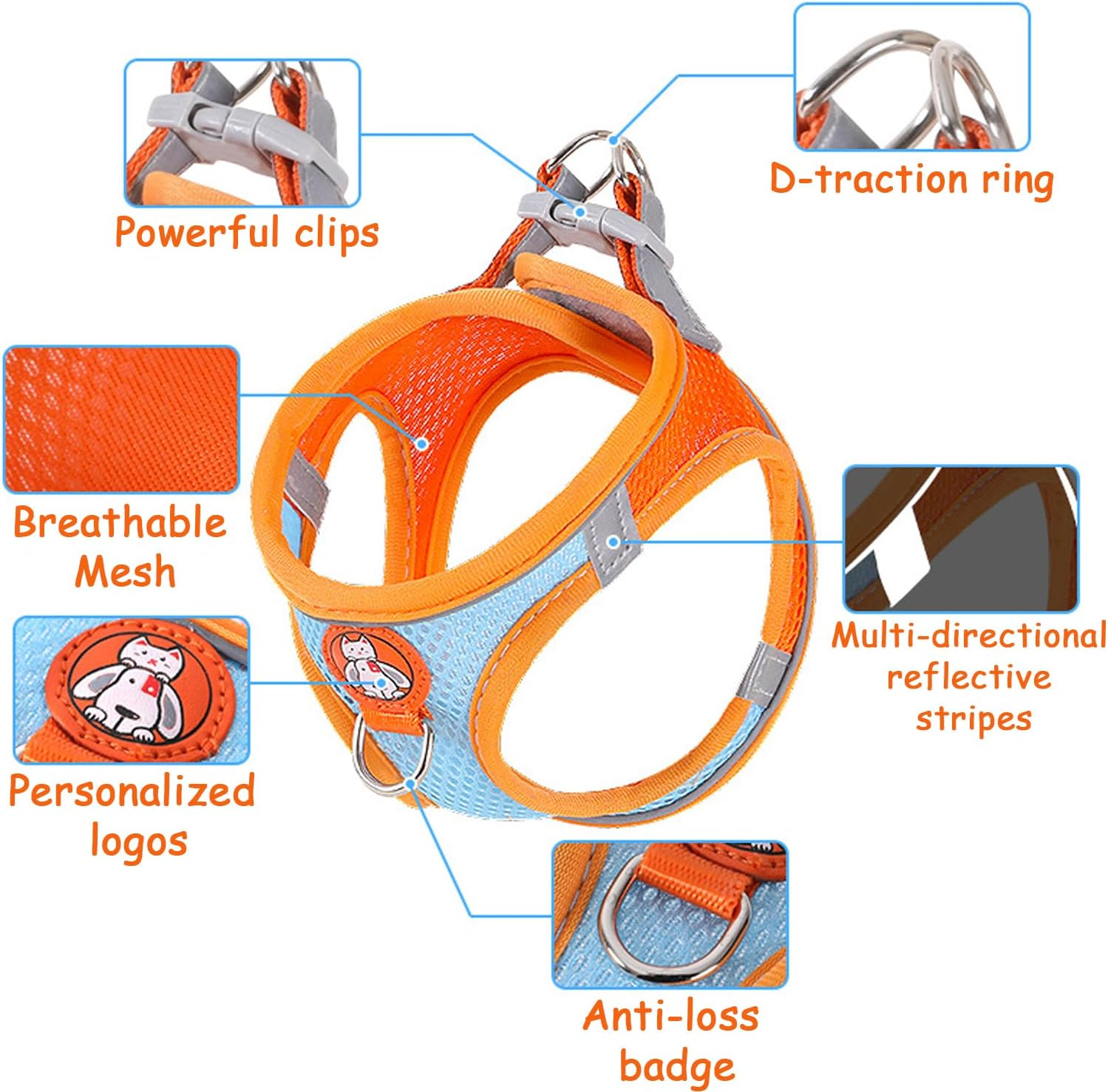 BSITSSS Cat Harness with Lead for Cats, Cat Lead with Harness for Cats Harness, Cat Harness with Reflective Strips, Cat Harness for Large and Small Cats image number 4