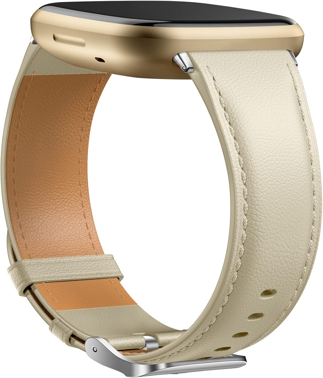 Getino Compatible with Fitbit Sense 2/Sense Bands/Versa 4/Versa 3 Bands Women Men, Soft Top Grain Genuine Leather Strap Accessories for Fitbit Sense/Sense 2/ Versa 4/ Versa 3 Smartwatch