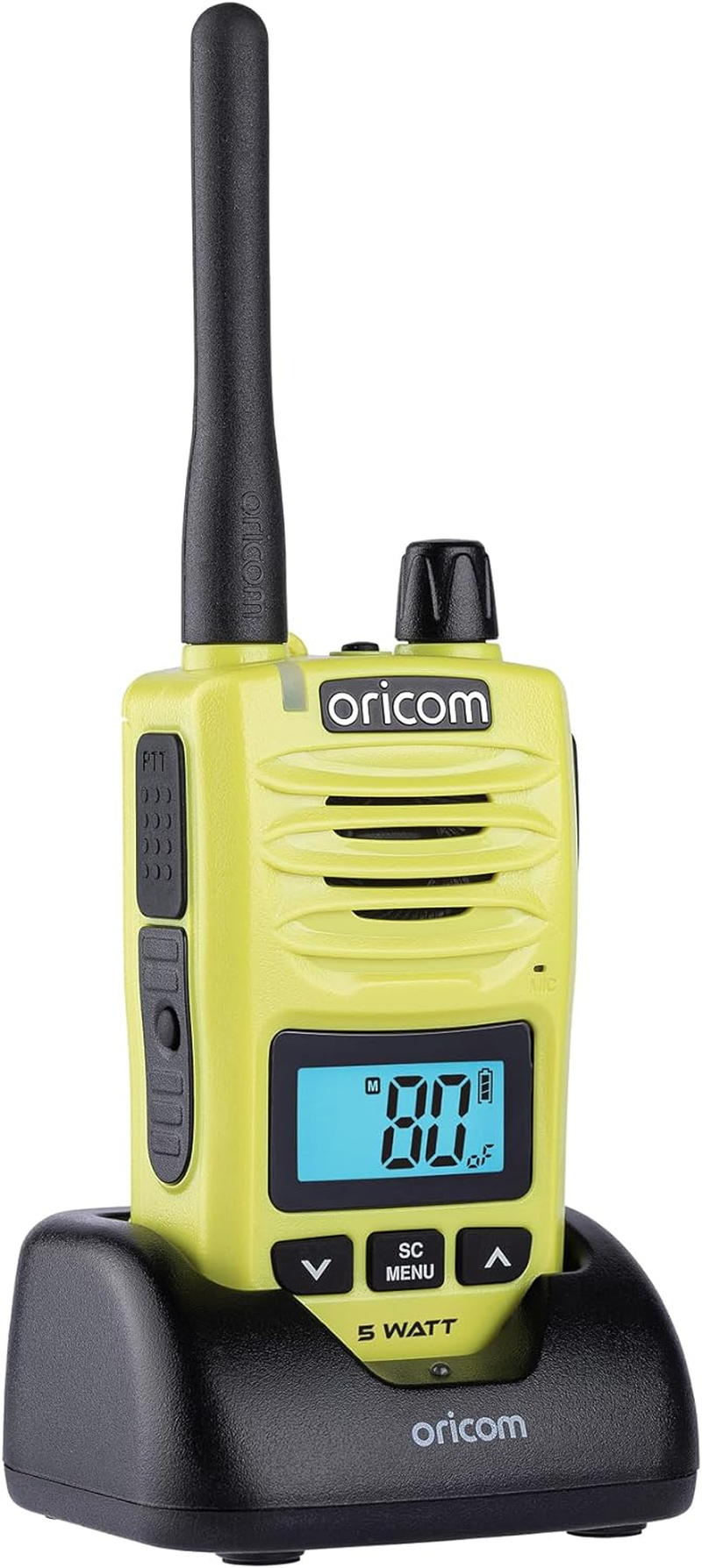 Oricom DTX600 Waterproof IP67 5 Watt Handheld UHF CB Radio Lime - 80 Channels, Duplex, Die-Cast Metal Chassis, Switchable RF Power, Waterproof Dust IP67, Signal Monitoring, Triple Watch image number 3