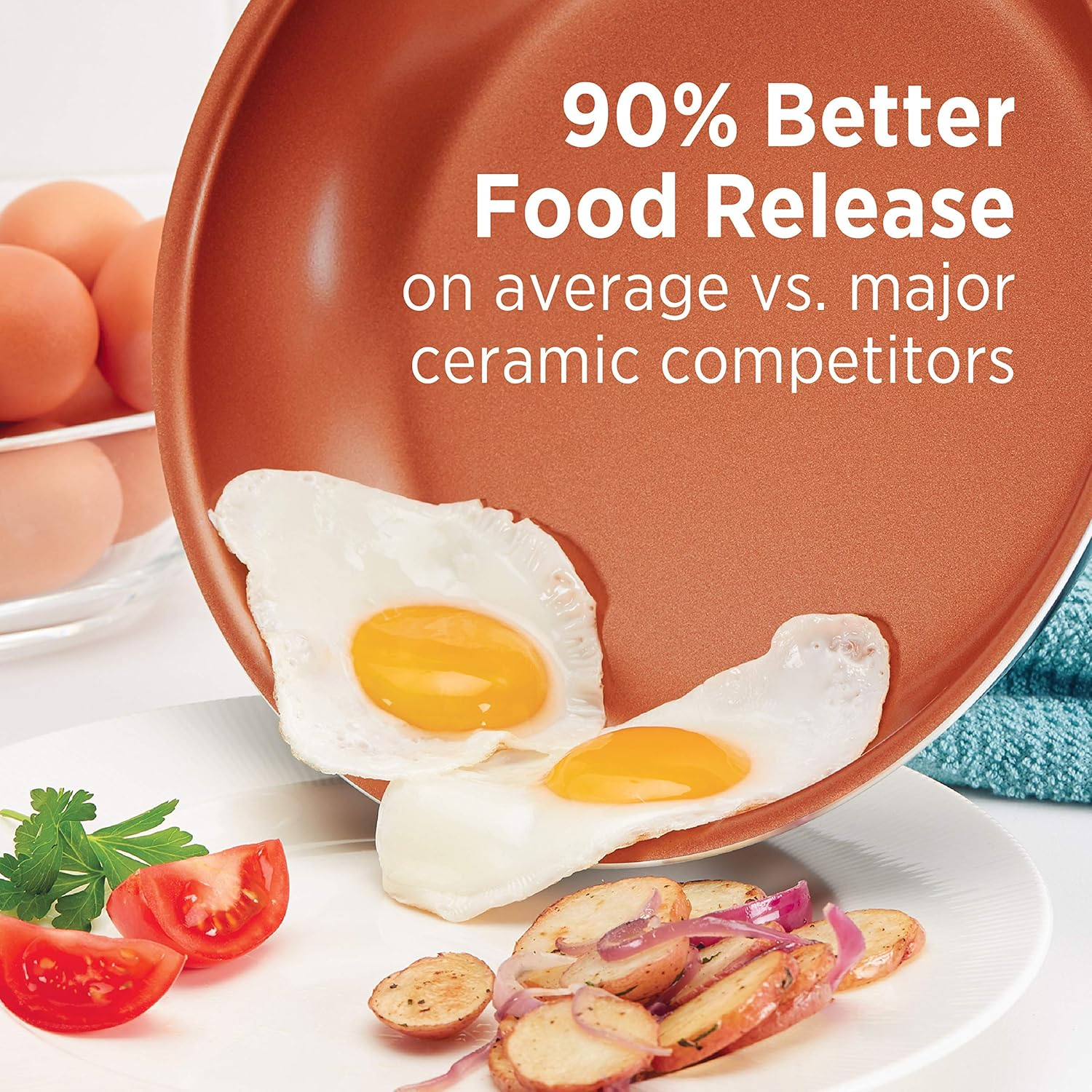 Farberware 80183 Glide Pro Hard Anodized Ceramic Nonstick Cookware Pots and Pans Set, 11 Piece, Gray image number 3