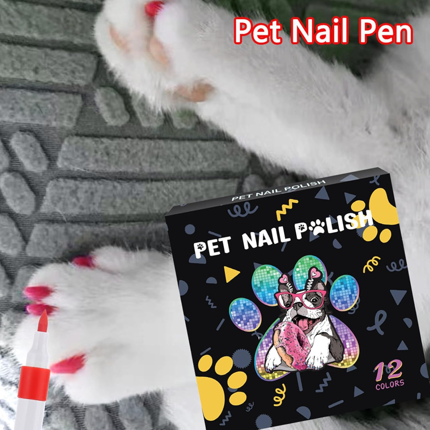 Mlqkpwy Nail Polish for Dogs - 12-Color Quick Dry Cat Nail Polish for Grooming - Small Animal Grooming Supplies for Daily Travel Party Events Decoration Photo Shots Holiday Birthday image number 5
