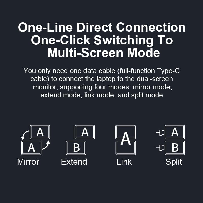 Trion 16 Inch Full HD Foldable Dual Portable Monitor Plug & Play Laptop Screen Extender for Windows, Macos, Android, Ios USB-C/HDMI Compatible with Xbox, PS4, Nintendo Switch (16 Inch) image number 5