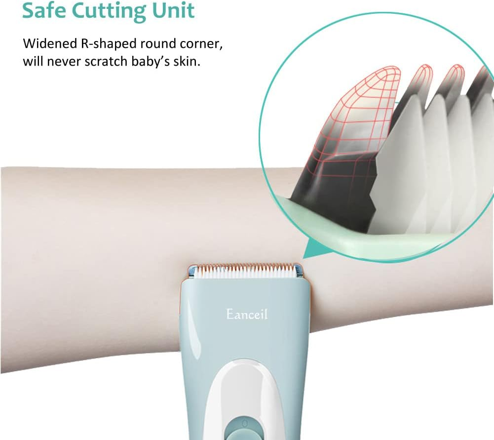 Meetcare Baby Hair Clippers, Ceramic Blade Electric Kids Hair Trimmer, Ultra-Quiet 2.0 Haircut, IPX7 Water-Proof Haircut Kit for Kids Infants. Rechargeable, Cordless, Long Battery Life. (Light Blue) image number 4