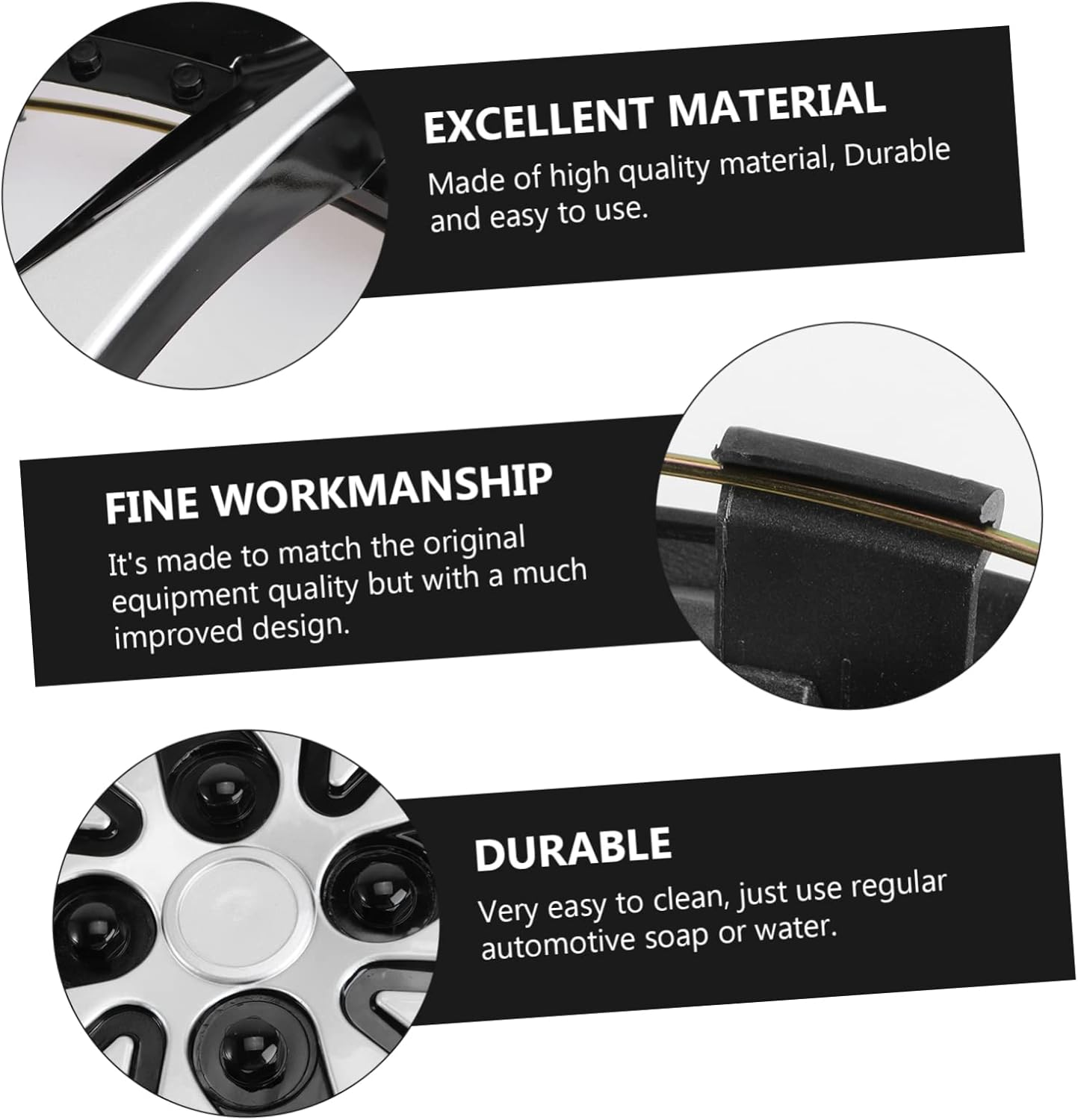 ULTECHNOVO 14 Inch Car Wheel Case Hubcap - Car Wheel Trims Case Hub Cover Hubcaps Manhole for Protection Hub Caps (Silver Black) - As Shown image number 2