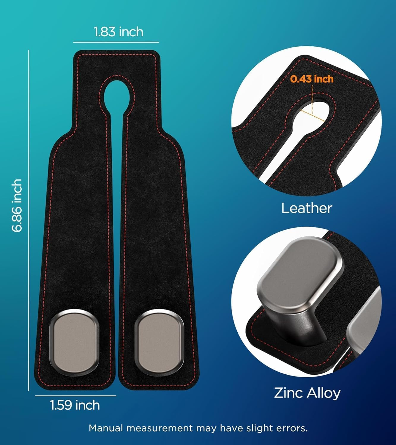 Car Headrest Hooks for Seat Back Storage, Purses and Bags - Leather,(Color Reference Image Display) image number 5