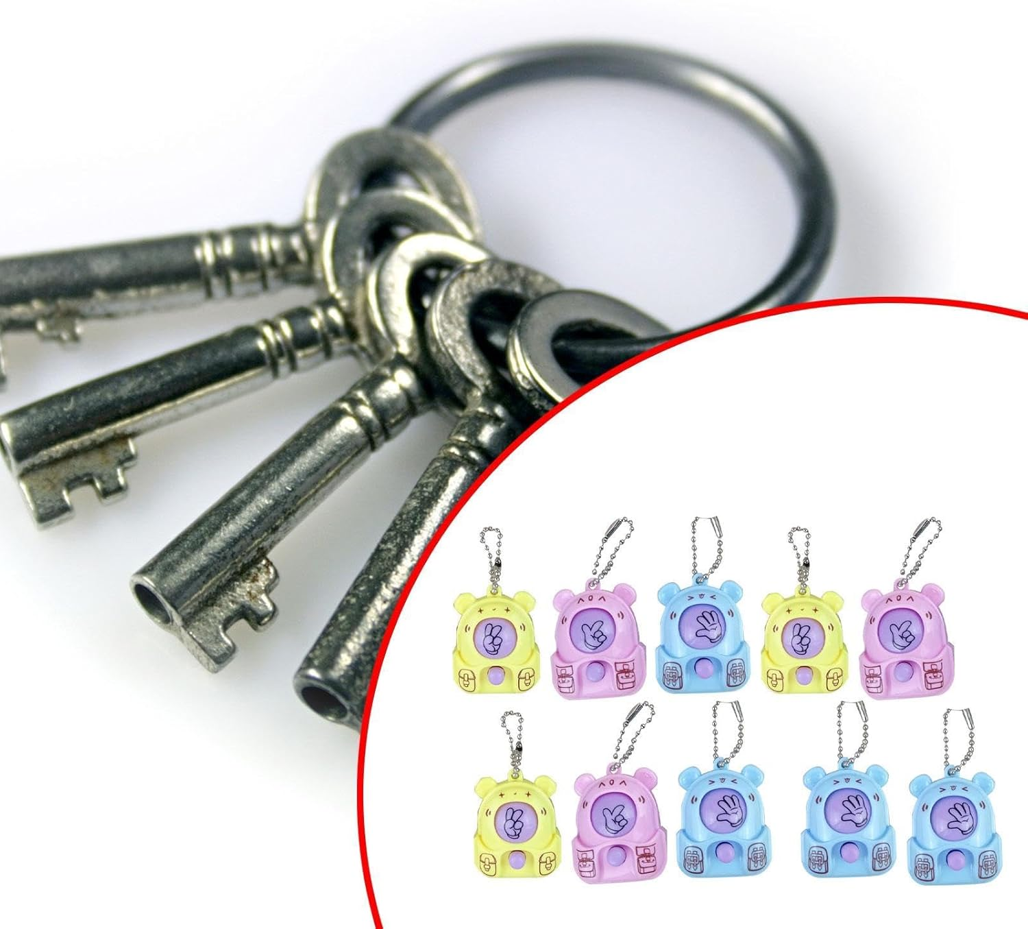 Generic 10Pcs Rock Paper Scissors Guessing Game Toys for Kids Gifts Mini Cartoon Toy with Keychain for Children And image number 4