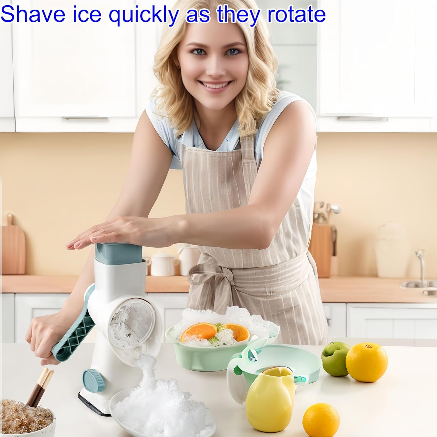 Ice Crusher Shaved Ice Machine with Handle Ice Maker Machine for Home with Suction Feet image number 5