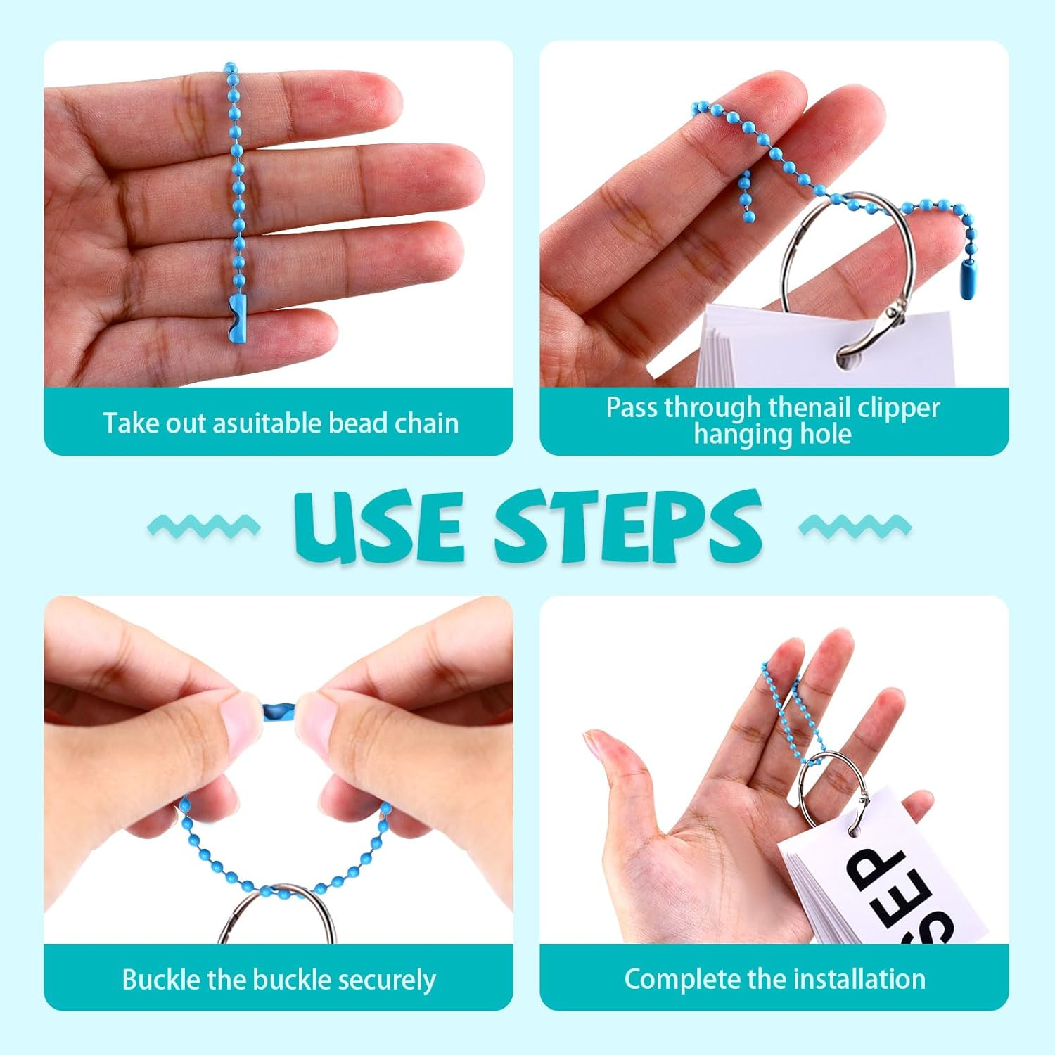 200 PCS Ball Chain Keychain, Metal Ball Chain Necklace,Dog Tag Chain Ball Chain Necklace Bulk Ball Chain Connectors image number 3