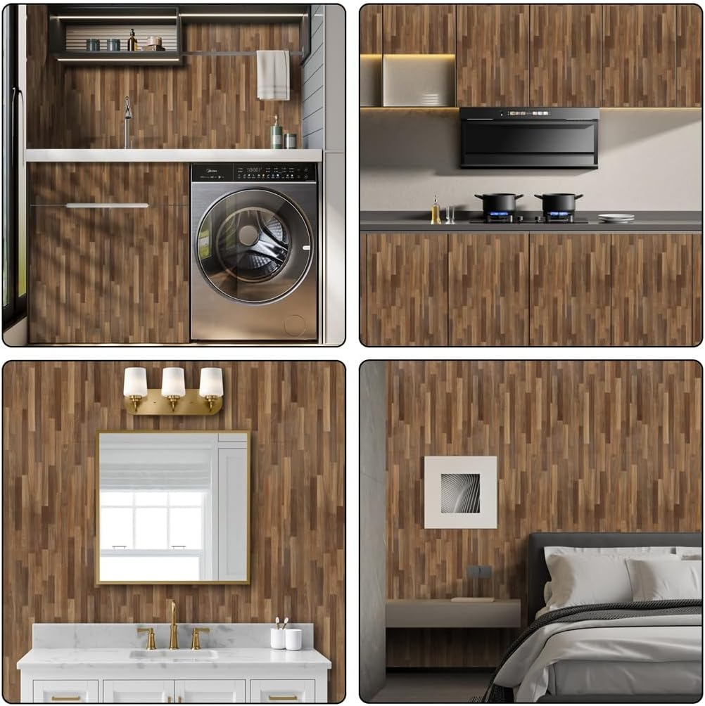 Arthome 43.5X305Cm Brown Wood Grain Peel and Stick Wallpaper Self Adhesive Removable Decorative Film Waterproof Contact Paper for Cabinets, Drawers, Countertops image number 3