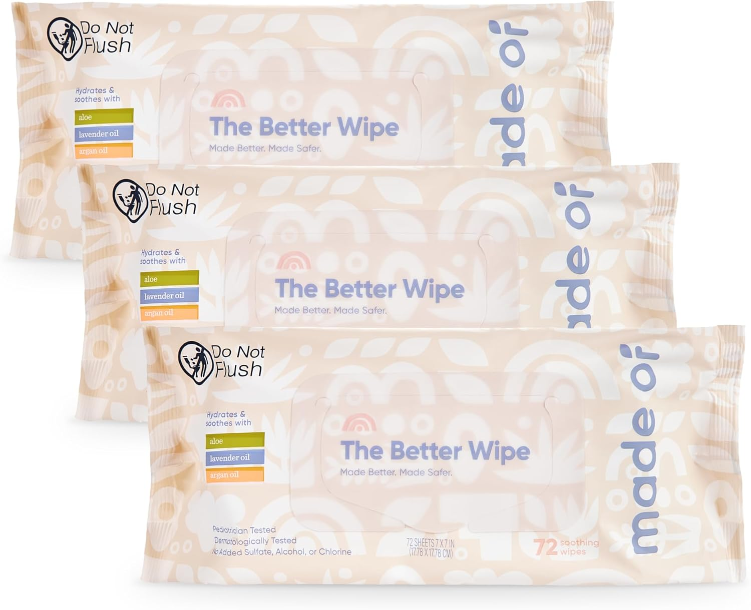 Organic Sensitive Baby Wipes, Hypoallergenic Soothing Sensitive Skin Wipes, Fragrance-Free, Chemical-Free, Alcohol-Free, Water Based Aloe and Argan Oil, Made in the USA, 72 Count (Pack of 6) image number 5