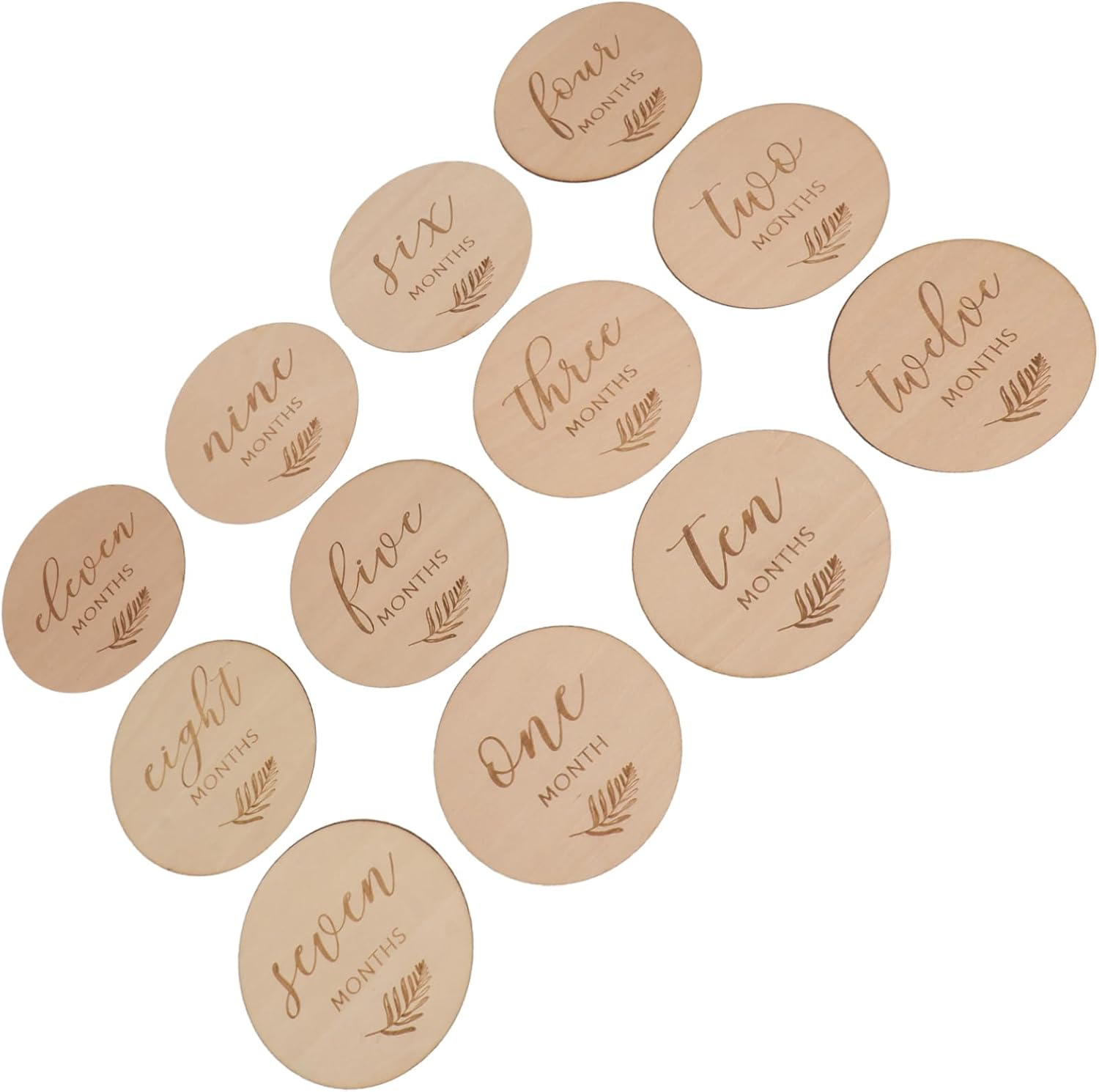 12Pcs Wooden Milestone Discs Photo Props for Milestone Cards Newborn Footprint Decoration Safe Skin-Friendly