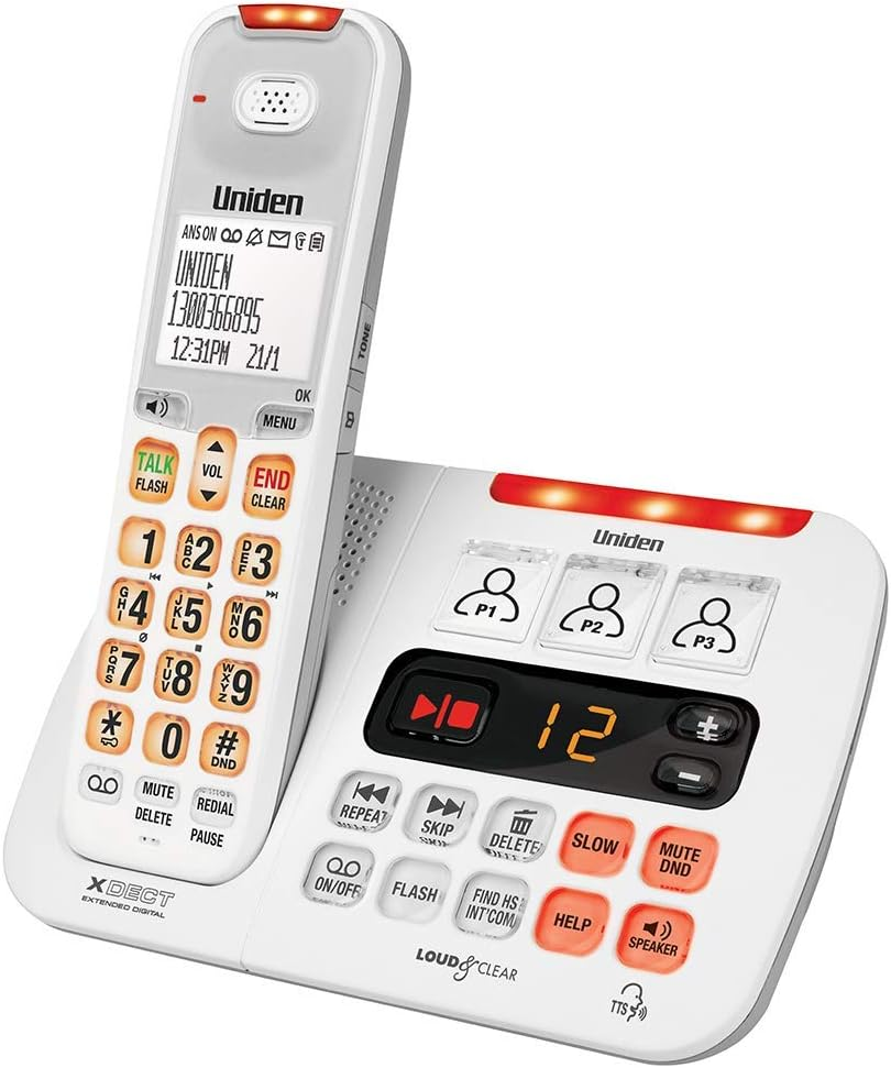 UNIDEN SSE45+1 WHITE SIGHT & SOUND ENHANCED CORDLESS PHONE SYSTEM image number 3