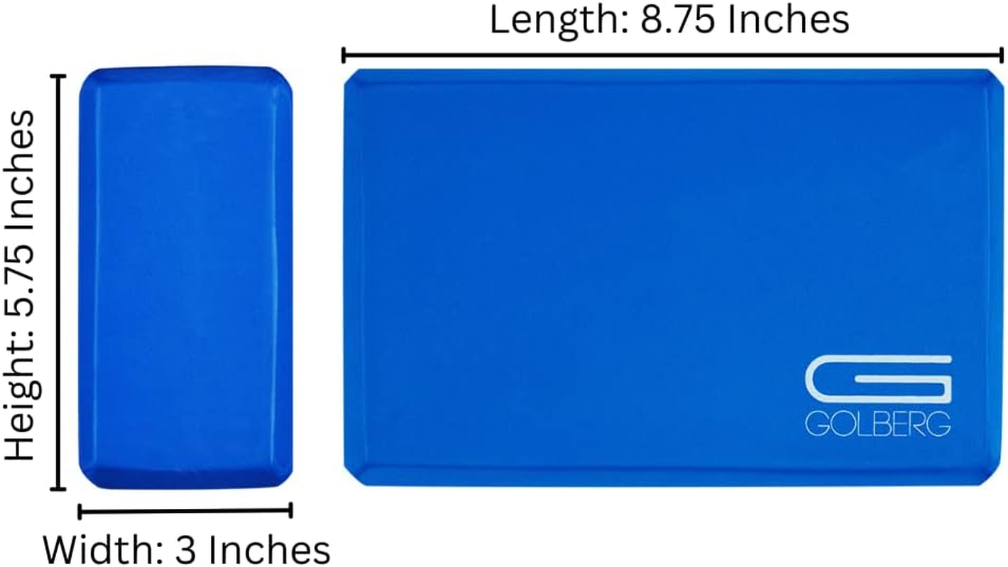 Golberg Foam Yoga Block &ndash; for Fitness, High Intensity Support and Improving Strength or Flexibility Pink/Green/Dark Green/Purple/Blue &ndash; 1/2/4 Pack - 1 Pack - Blue image number 2