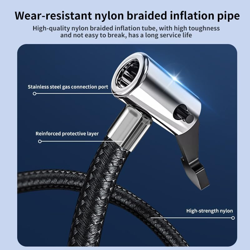 Car Tyre Inflator Air Compressor Portable Air Pump with Digital Display Dual-Dian Main Wireless Charging Model 150PSI Electric Tyre Pump with Auto Shutoff for Car, Motorcycle, Bike, Ball