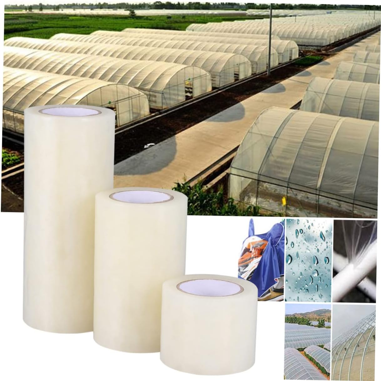 STOBOK Greenhouse Repair Tape 3Pcs Plastic Patch Tape 10Cmx10M, 15Cmx10M, 20Cmx10M Professional Adhesive Film for Greenhouse Film Repair and Maintenance image number 2