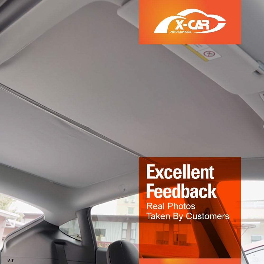X-CAR 2In1 Glass Roof Sun Shades UV Protection Sunroof Mesh Top for Tesla Model Y 2022-2025 Window Blind Crystal Black