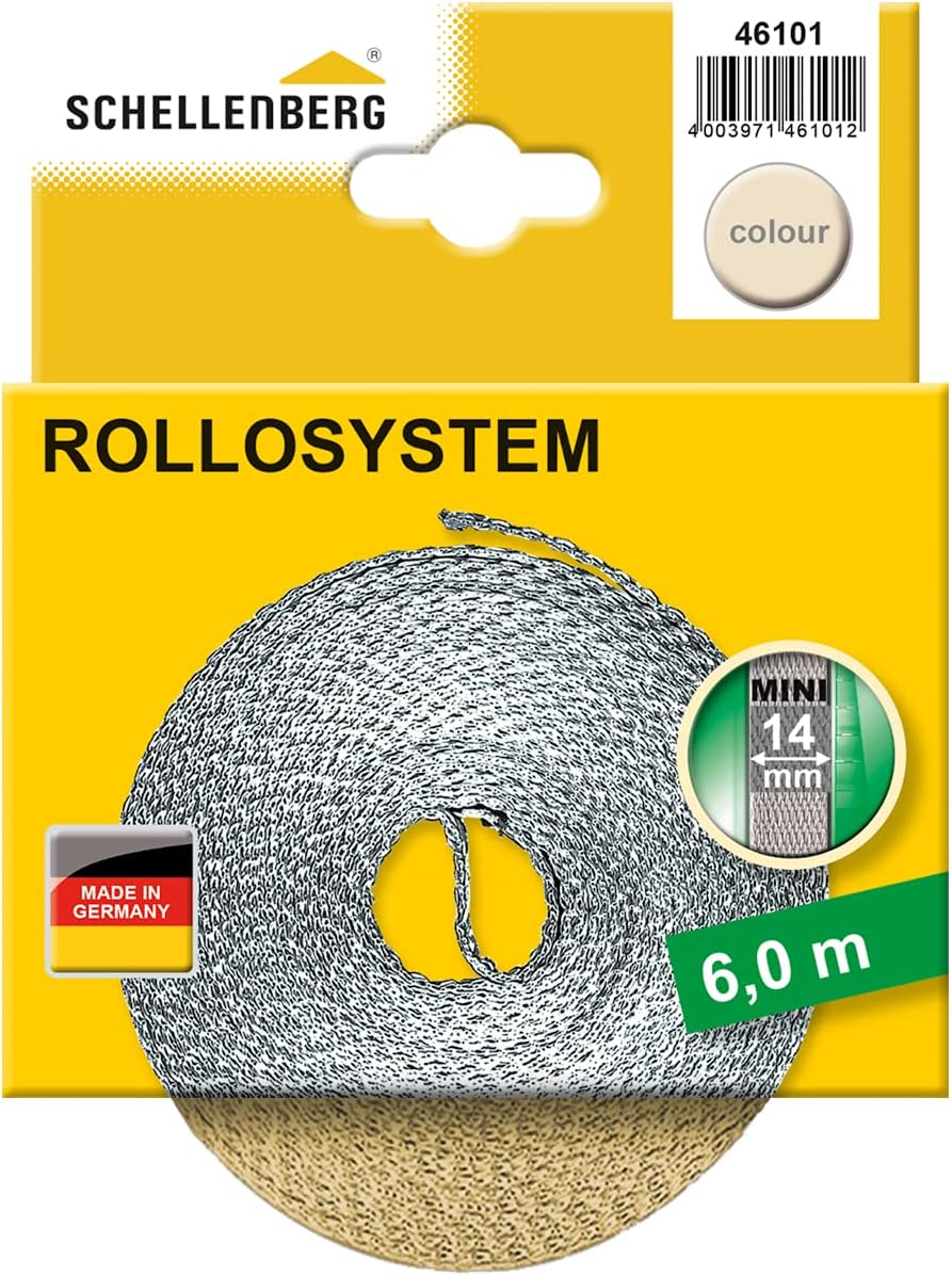 Schellenberg 44501 Roller Shutter Strap for Window (Width: 14 Mm, Mini System: 4.5 M), Grey, 44502