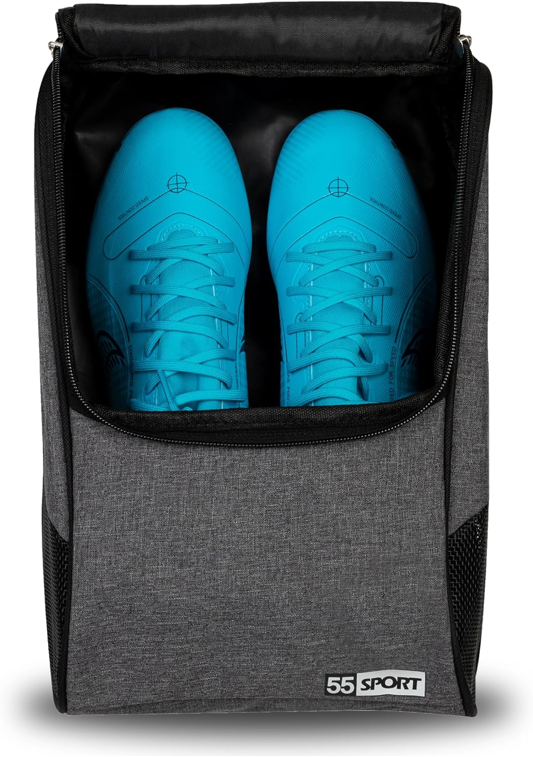 55 Sport Pro Ventilated Football Boot and Shoe Bag with Zipped Pocket - Grey