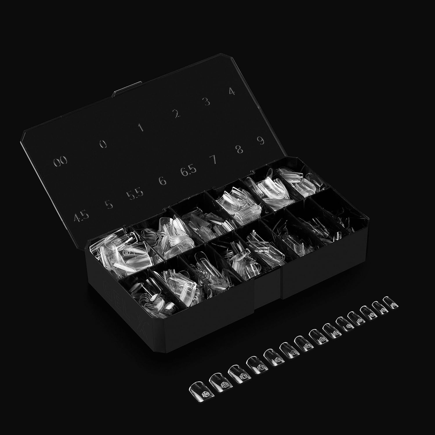 APR&Eacute;S Apres Gel-X Natural Square Short Tip Box, 500 Pieces Gel-X Tips, 11 Sizes 00-9, Premium Quality image number 1