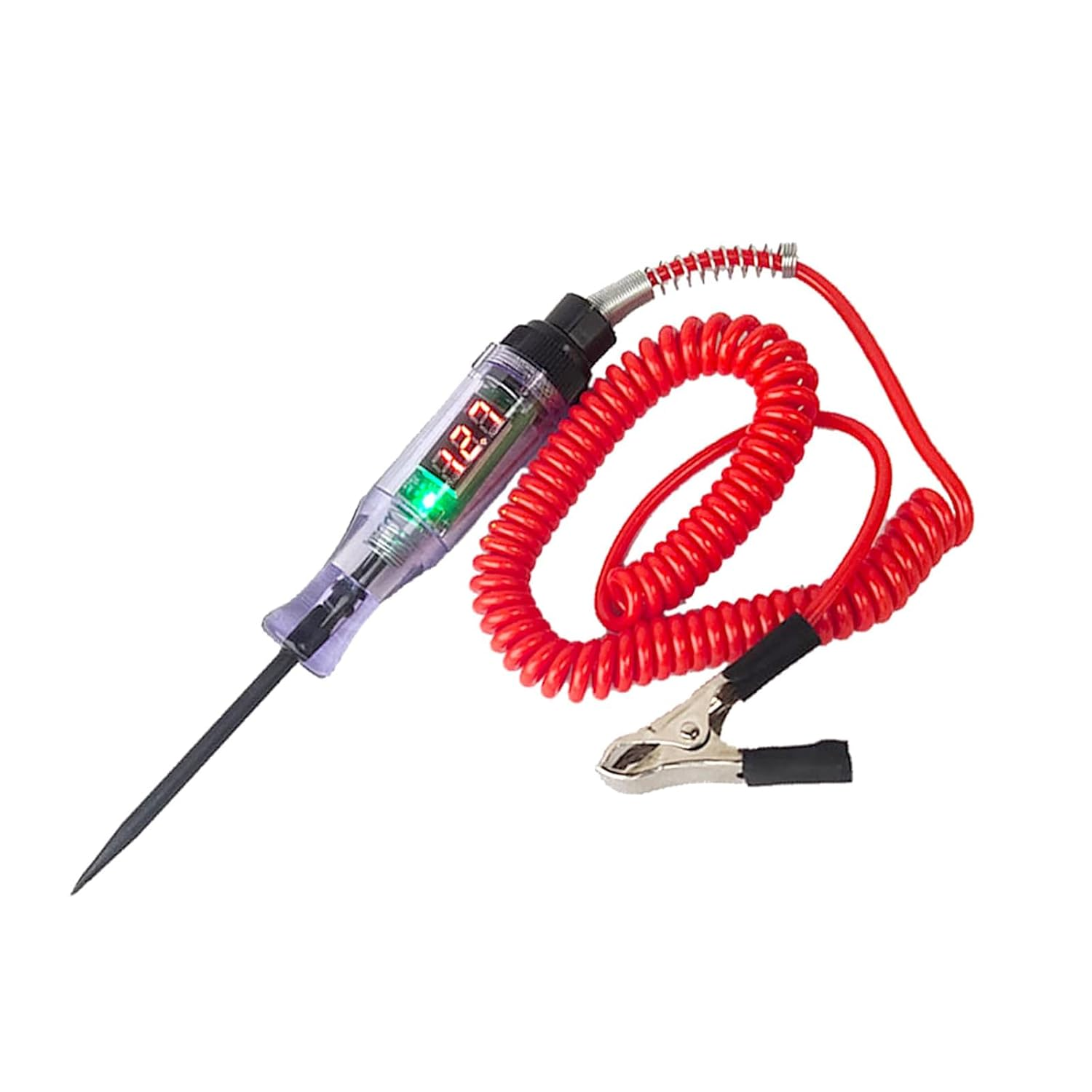 Digital Circuit Test Pen, 6V-24V DC Vehicle Tester, 1.8M Extendable Spring Wire, LED Display image number 4